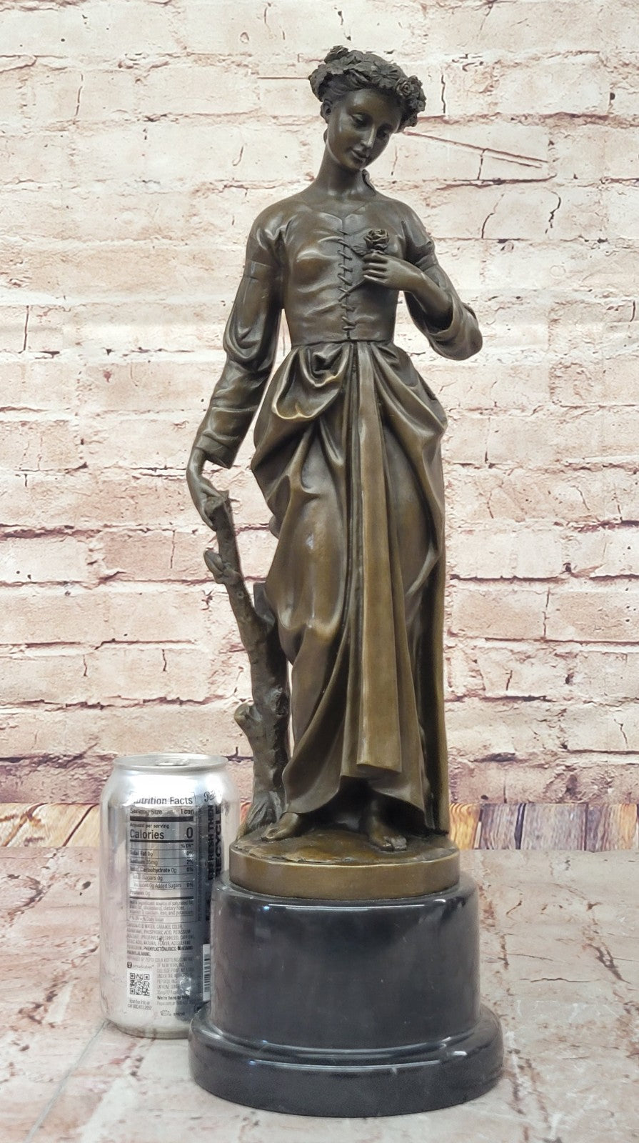 Young Girl Stands In Garden Handcrafted Bronze Sculpture Figure Hot Cast Art T