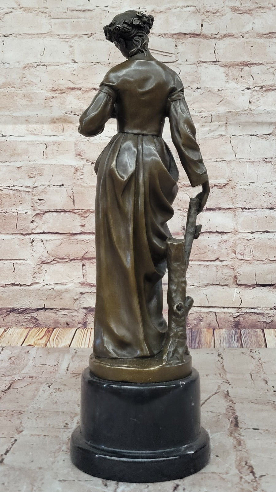 Young Girl Stands In Garden Handcrafted Bronze Sculpture Figure Hot Cast Art T