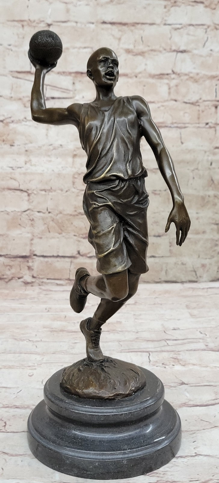 Buy Real Bronze Basketball Player Metal Plaque – Signed Sports Decor Art, 14" – Perfect Gift Sale