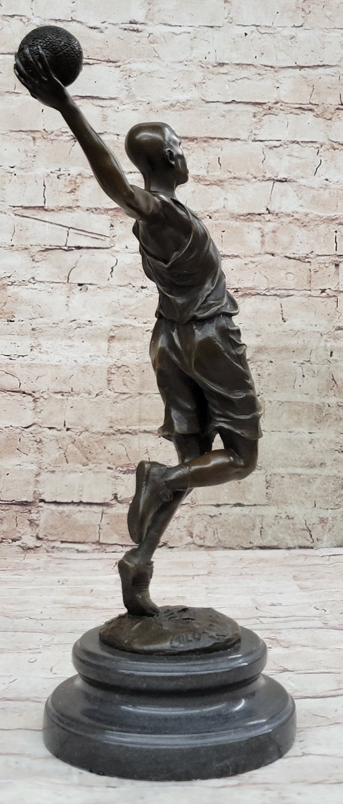 Buy Real Bronze Basketball Player Metal Plaque – Signed Sports Decor Art, 14" – Perfect Gift Sale