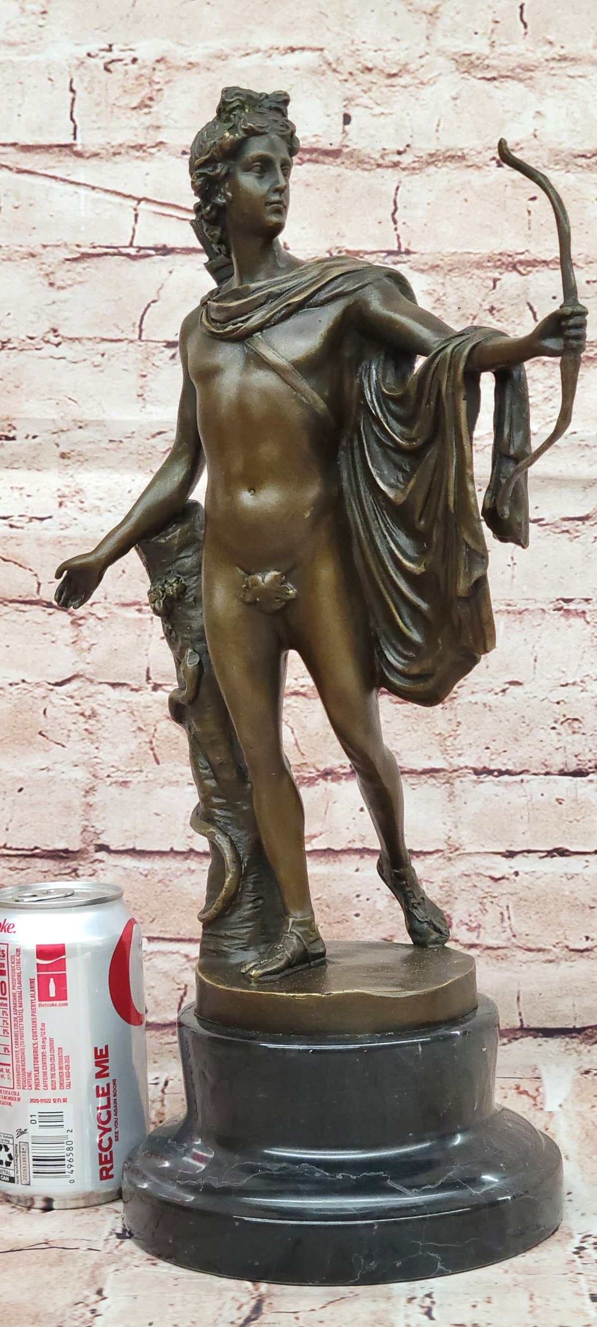 Vintage Bronze Bust Greek God Apollo Heavy Beautiful Statue Classic Artwork