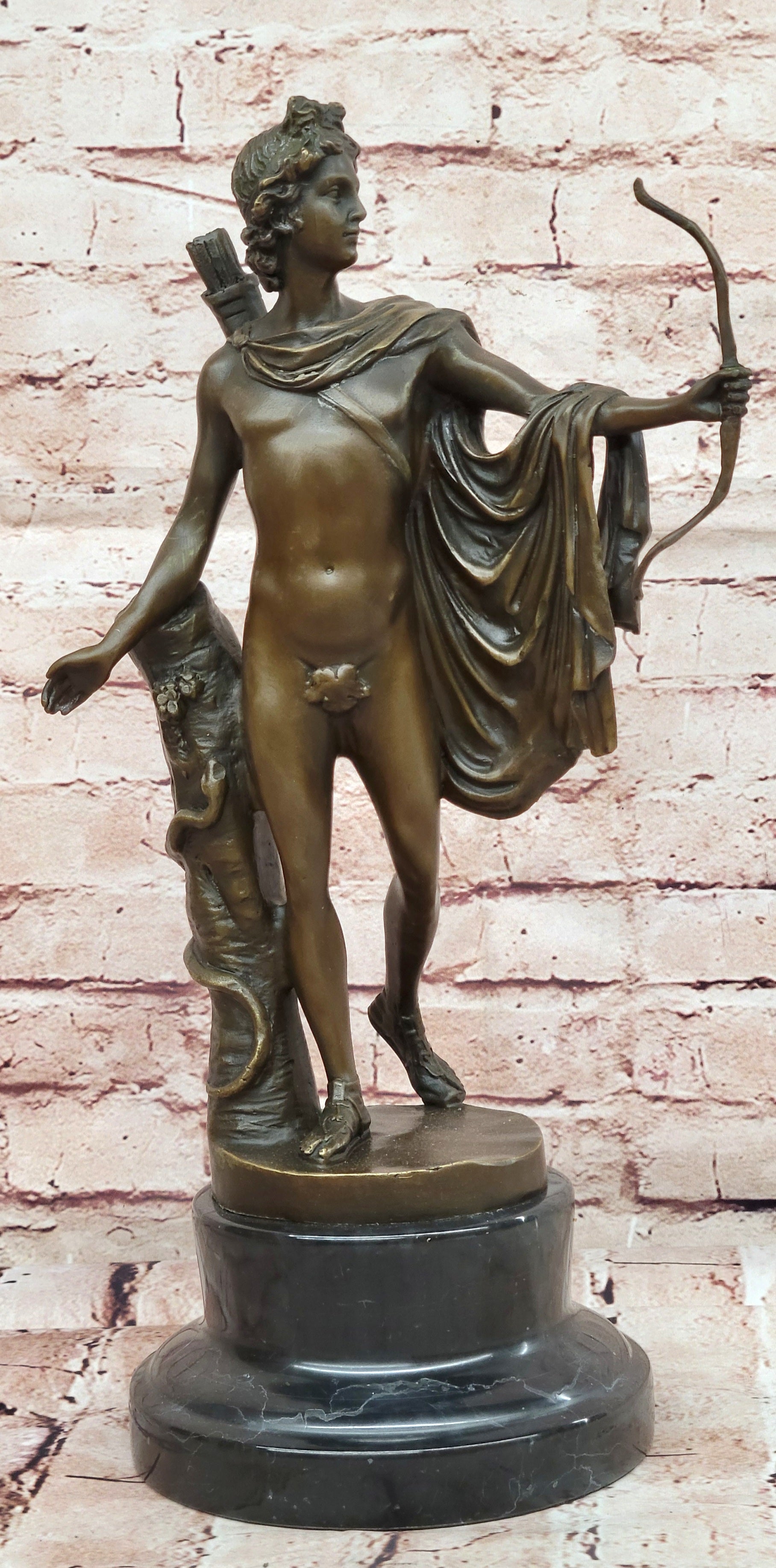 Vintage Bronze Bust Greek God Apollo Heavy Beautiful Statue Classic Artwork