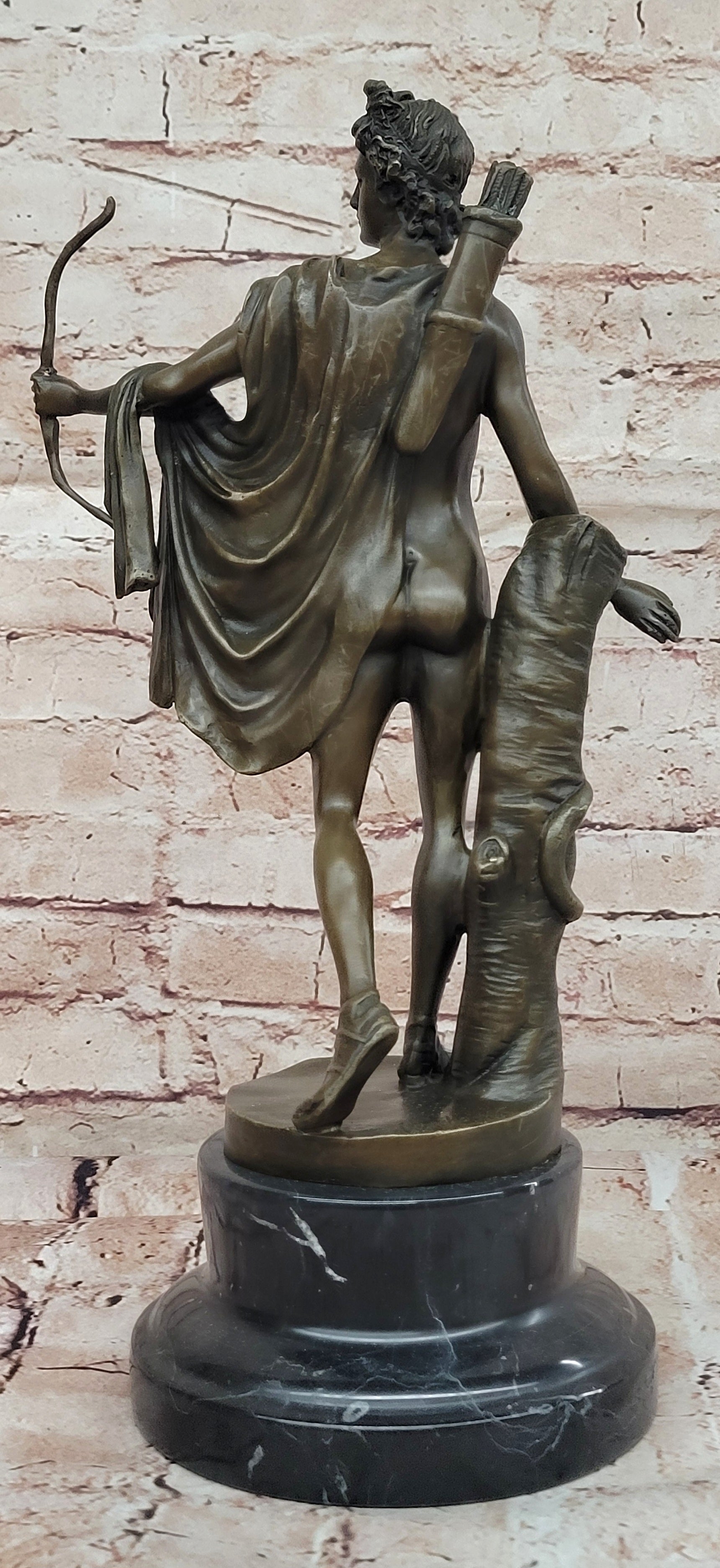 Vintage Bronze Bust Greek God Apollo Heavy Beautiful Statue Classic Artwork