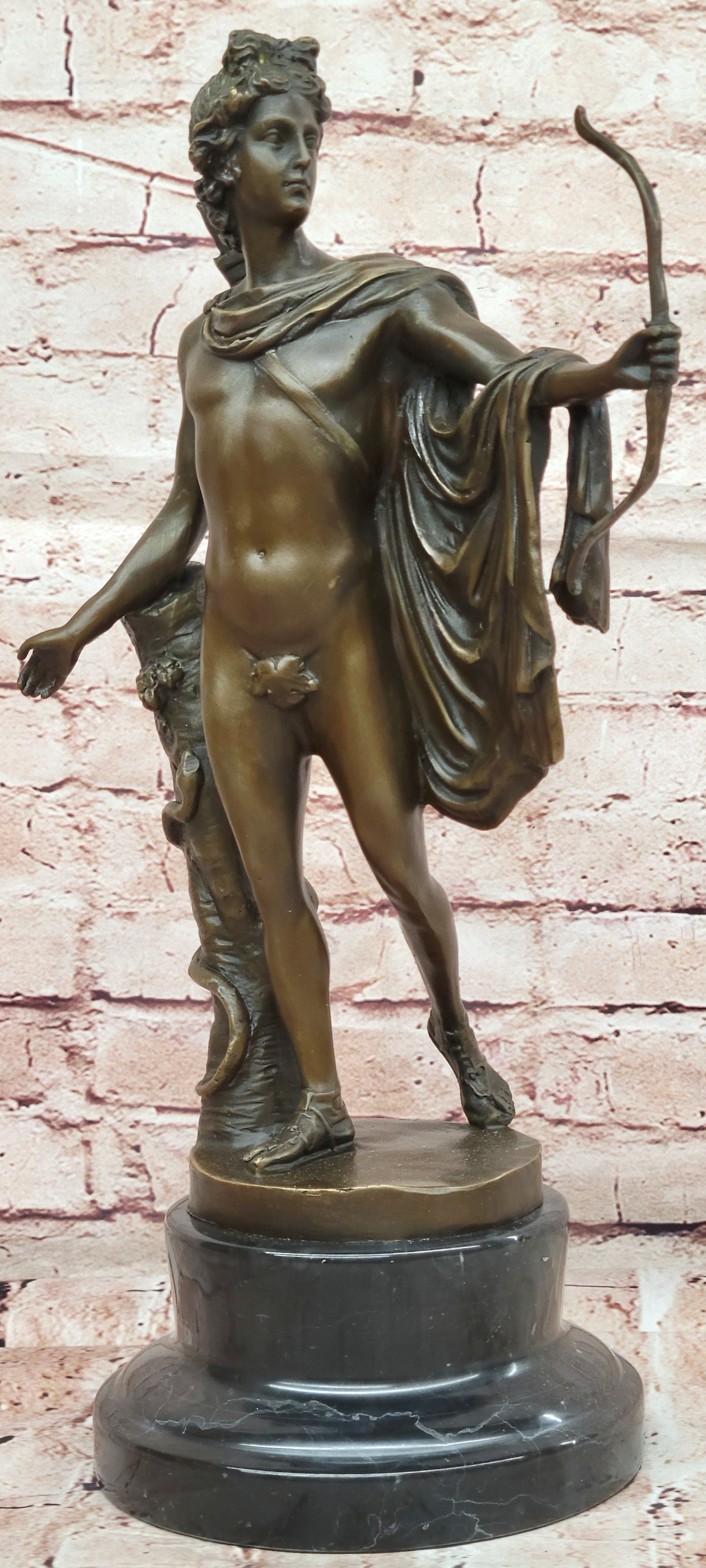 Vintage Bronze Bust Greek God Apollo Heavy Beautiful Statue Classic Artwork