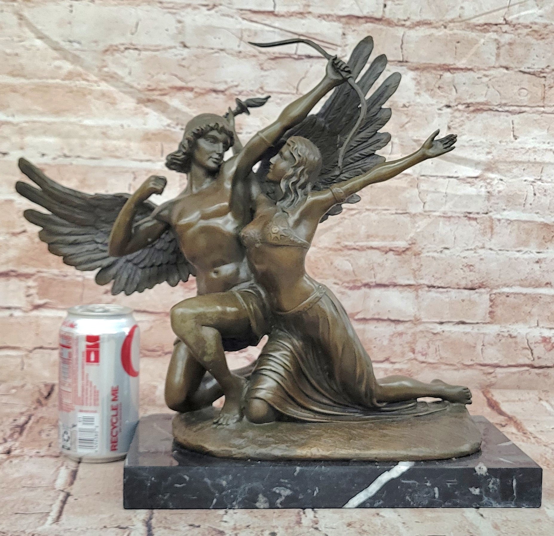 Bronze Anniversary Gift: Cupid & Psyche Love Sculpture by Cesaro Hand Made