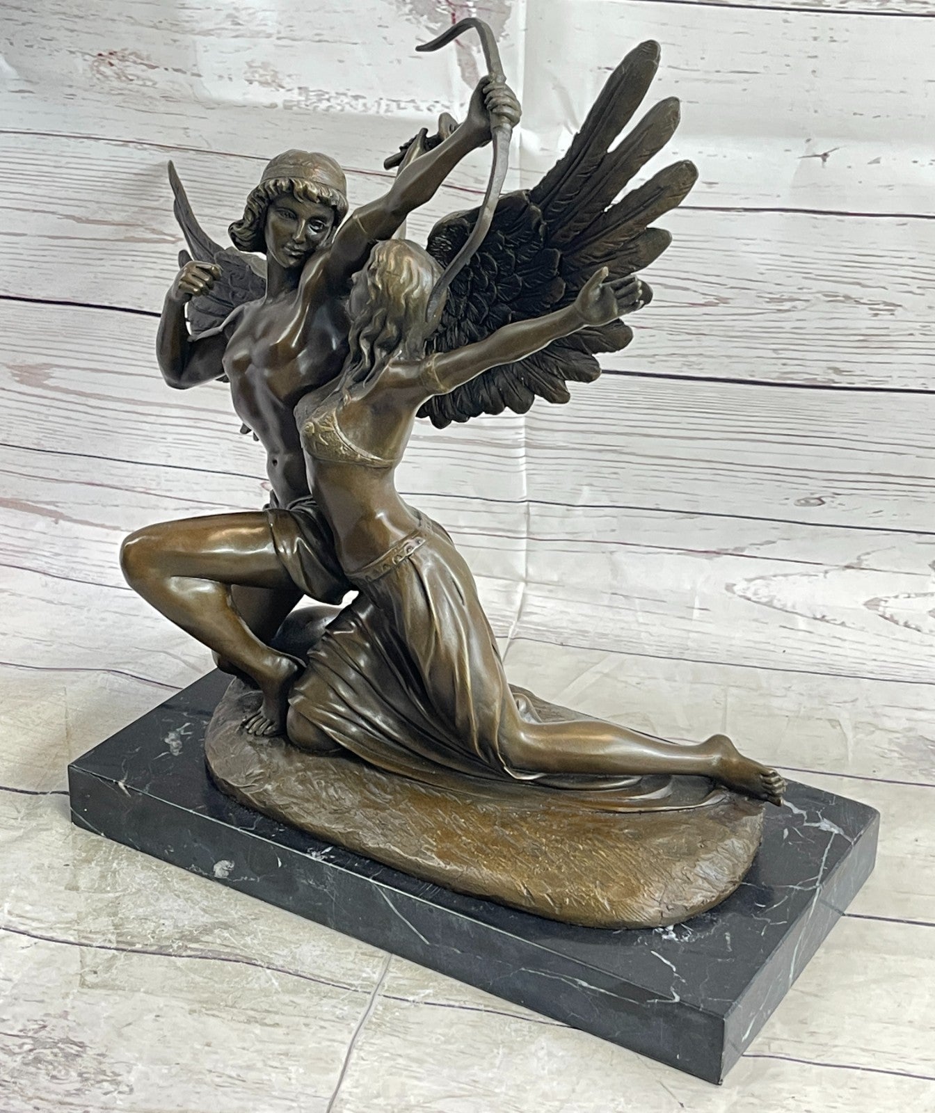 Bronze Anniversary Gift: Cupid & Psyche Love Sculpture by Cesaro Hand Made