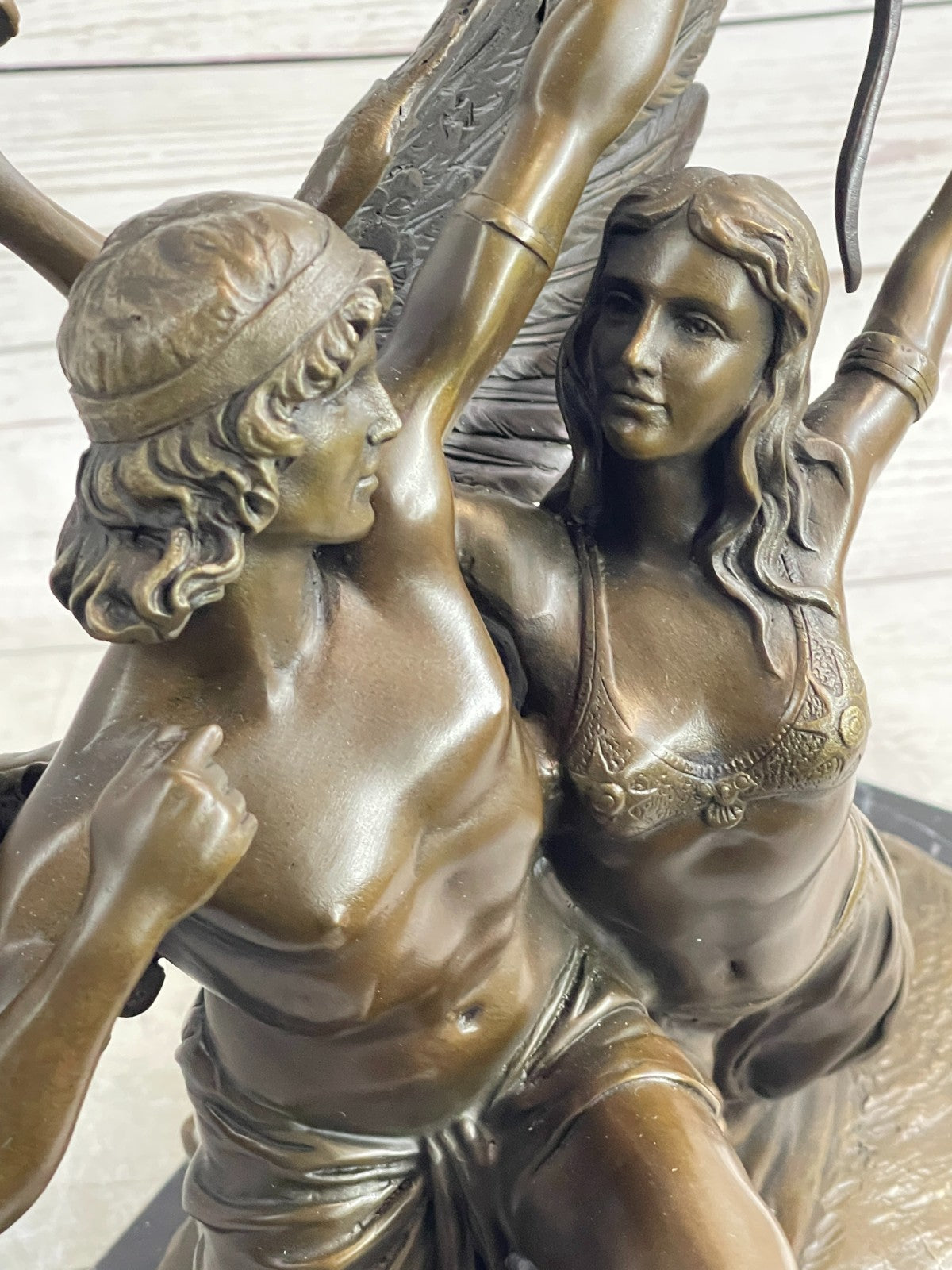 Bronze Anniversary Gift: Cupid & Psyche Love Sculpture by Cesaro Hand Made