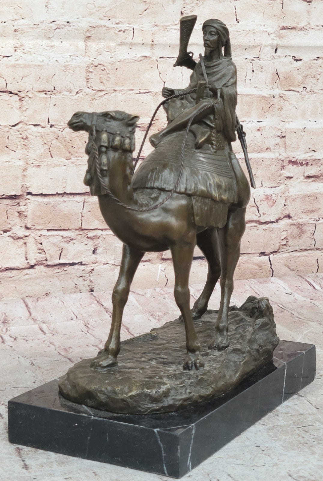 Arab Camel Rider Bronze Sculpture Home Office Decoration Hand Made Figurine SALE