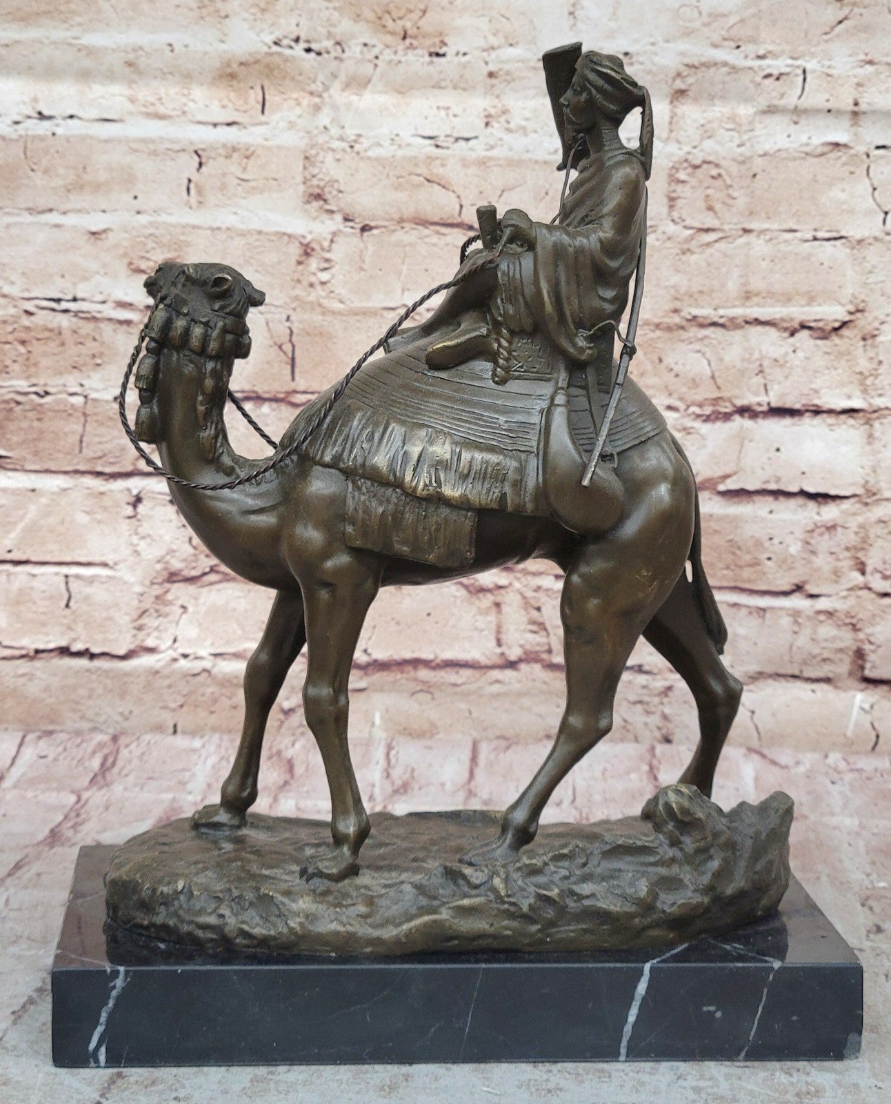 Arab Camel Rider Bronze Sculpture Home Office Decoration Hand Made Figurine SALE