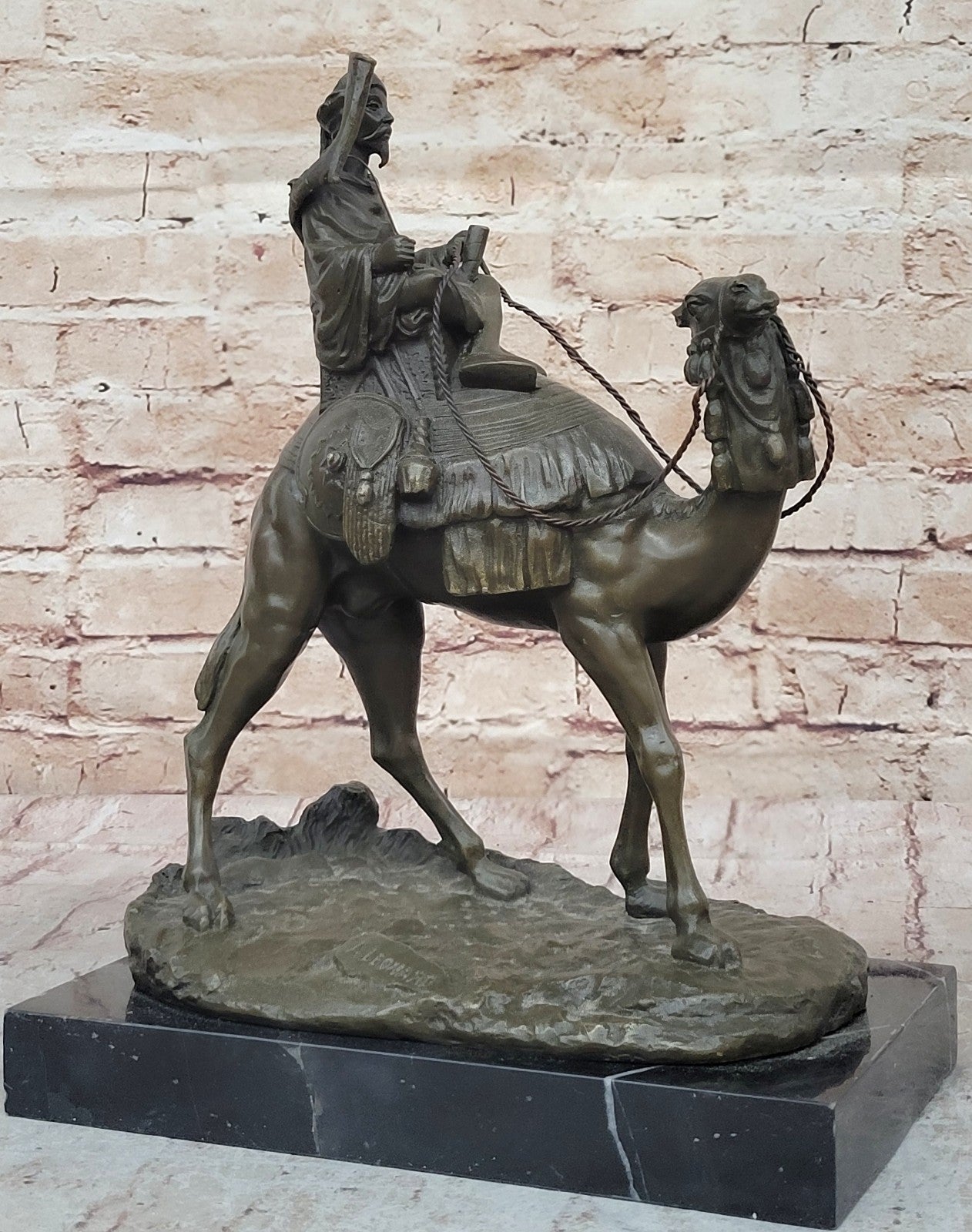 Arab Camel Rider Bronze Sculpture Home Office Decoration Hand Made Figurine SALE