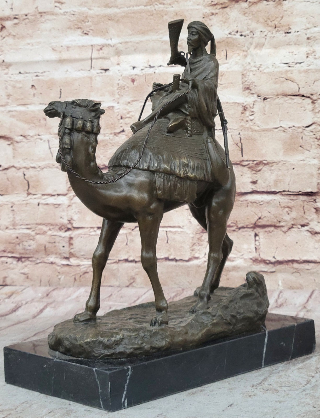 Arab Camel Rider Bronze Sculpture Home Office Decoration Hand Made Figurine SALE