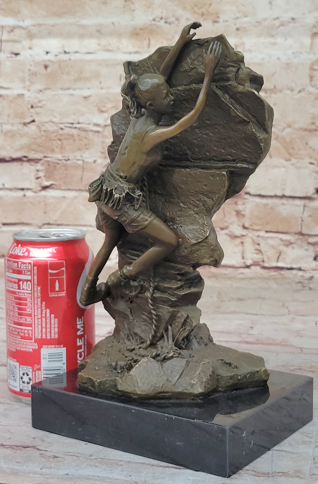 Extreme Sport Girl Rock Climbing Bronze Statue: M. Nick Signed Artwork Gift