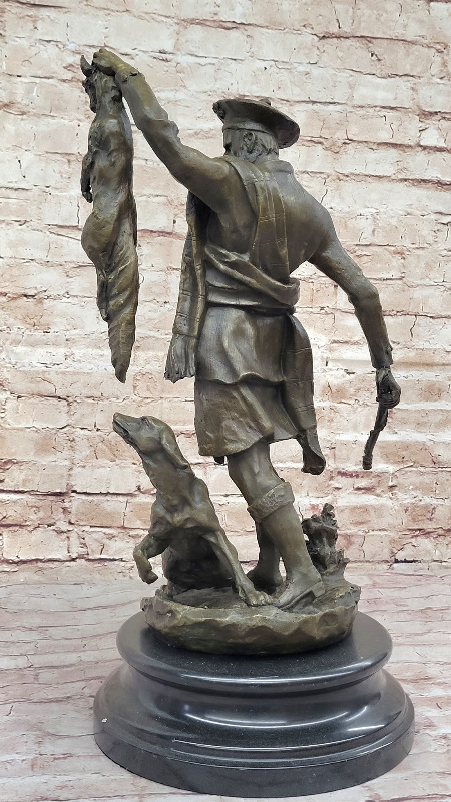 Genuine Bronze Statue: Scottish Fox Hunter Sculpture by P.J. Mene, Home Library Decor