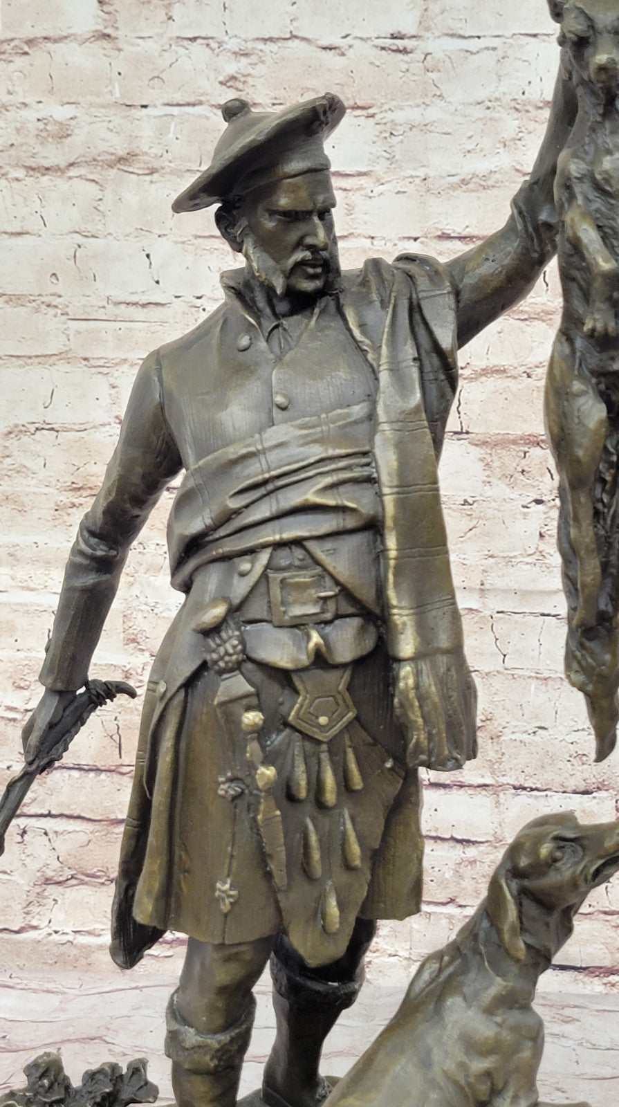 Genuine Bronze Statue: Scottish Fox Hunter Sculpture by P.J. Mene, Home Library Decor