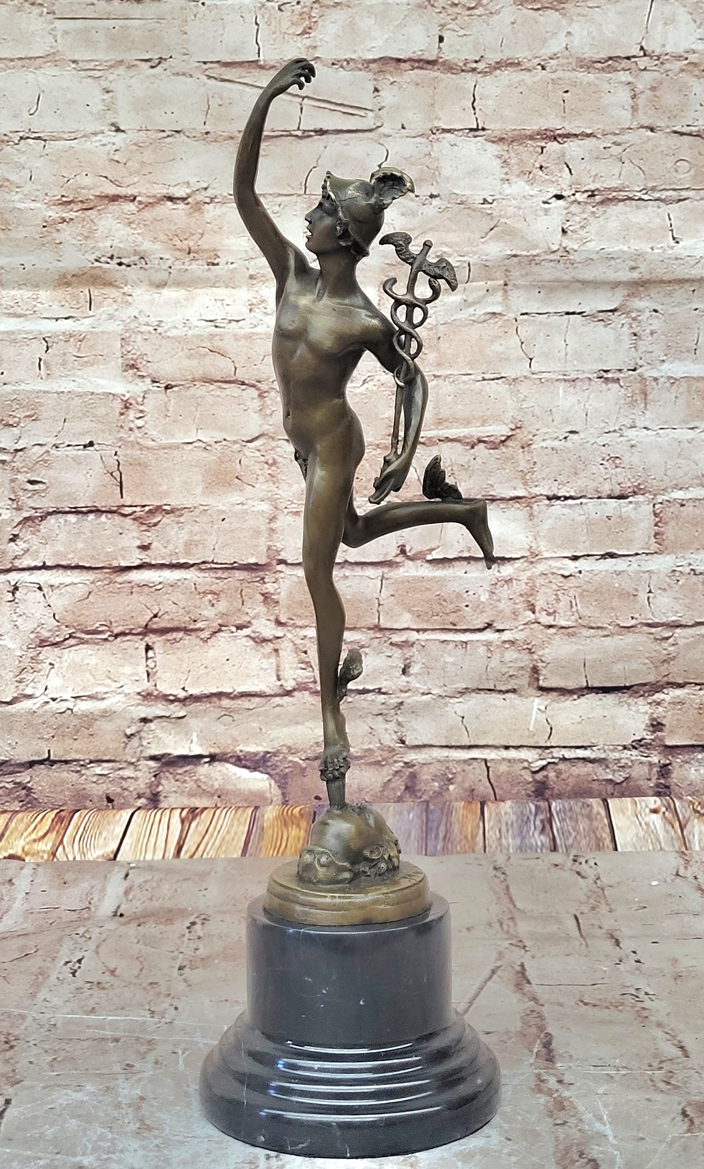 Bronze Sculpture Statue MUSEUM QUALITY GRAND TOUR SIGNED FLYING MERCURY FIGURINE