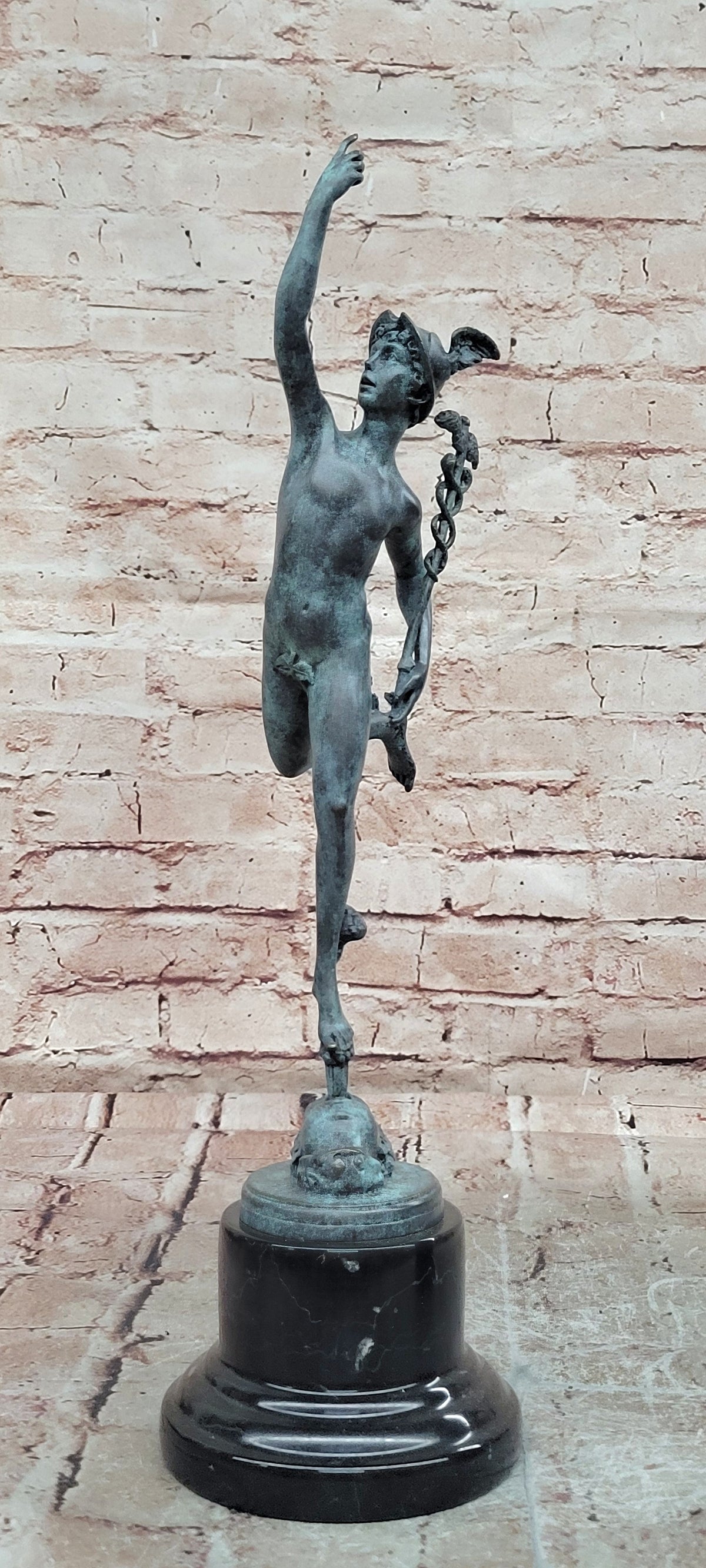 Giambologna Style Mercury Hermes Bronze Sculpture Winged Figure Hot Cast Fine Art
