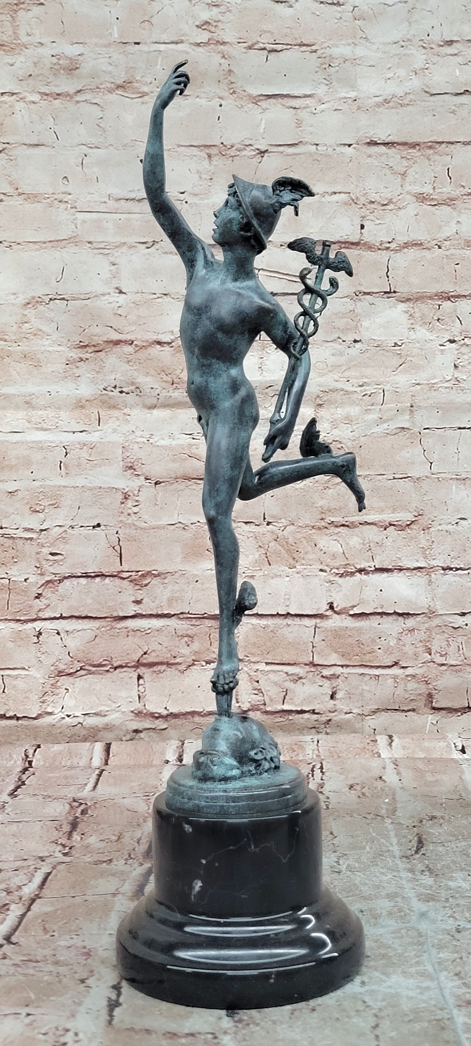 Giambologna Style Mercury Hermes Bronze Sculpture Winged Figure Hot Cast Fine Art