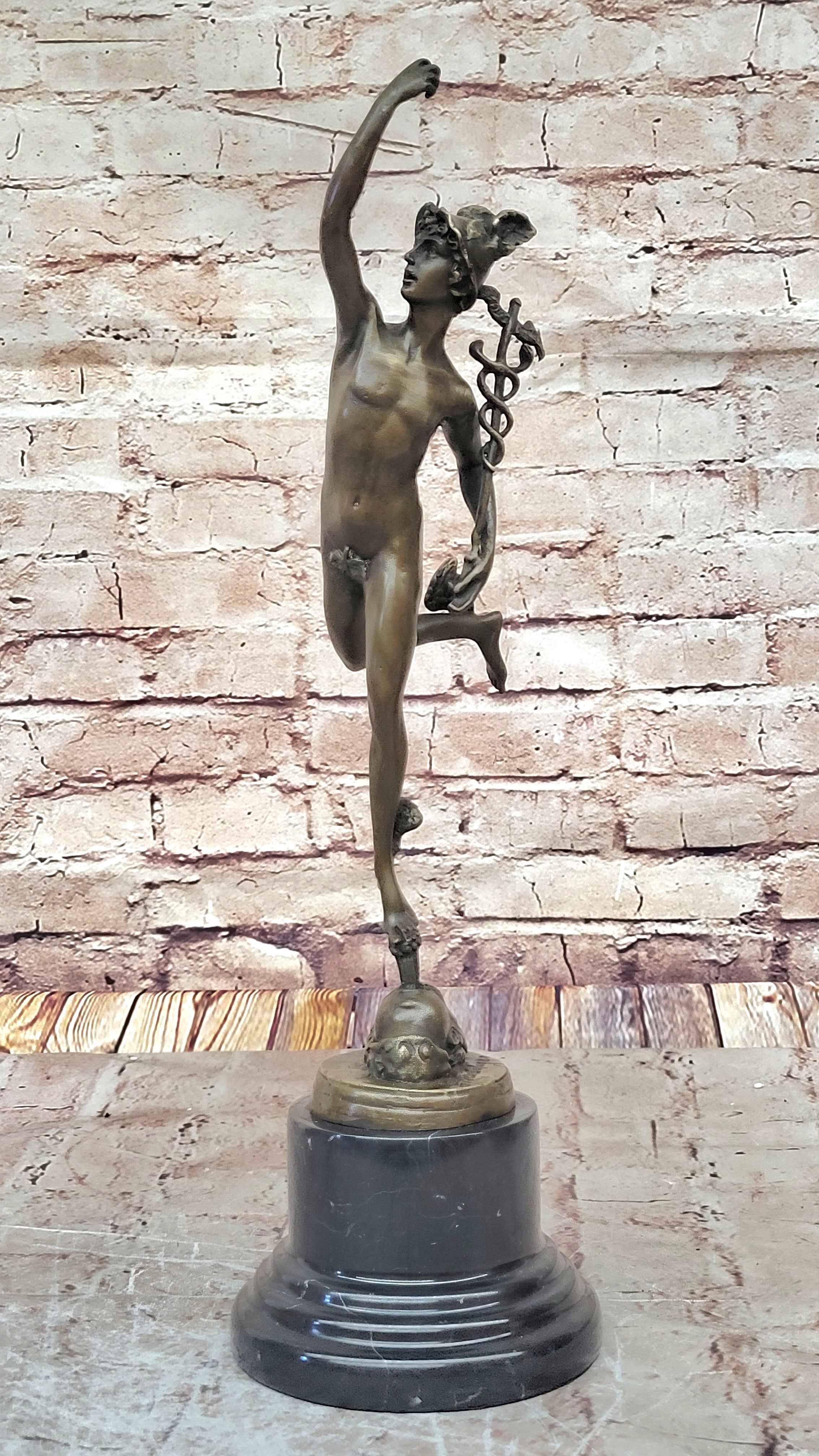Bronze Sculpture Statue MUSEUM QUALITY GRAND TOUR SIGNED FLYING MERCURY FIGURINE