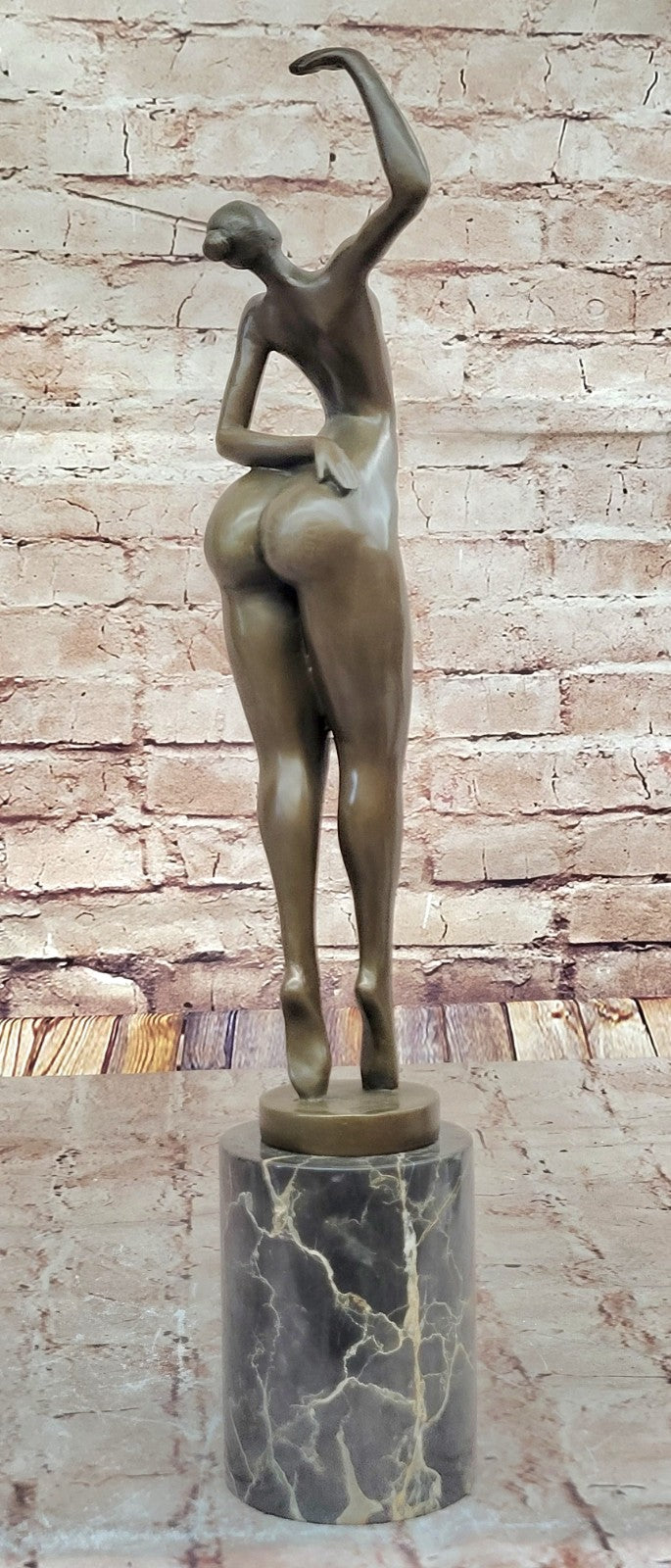 Sign Original Juno Tribute To Botero Nude Relaxed Woman Marble Bronze Sculpture