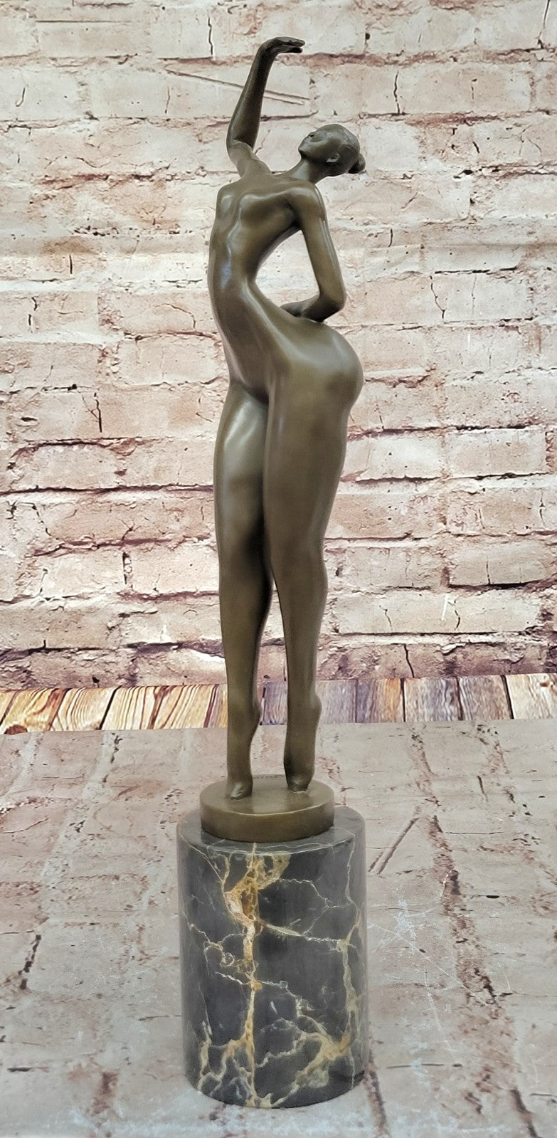 Sign Original Juno Tribute To Botero Nude Relaxed Woman Marble Bronze Sculpture