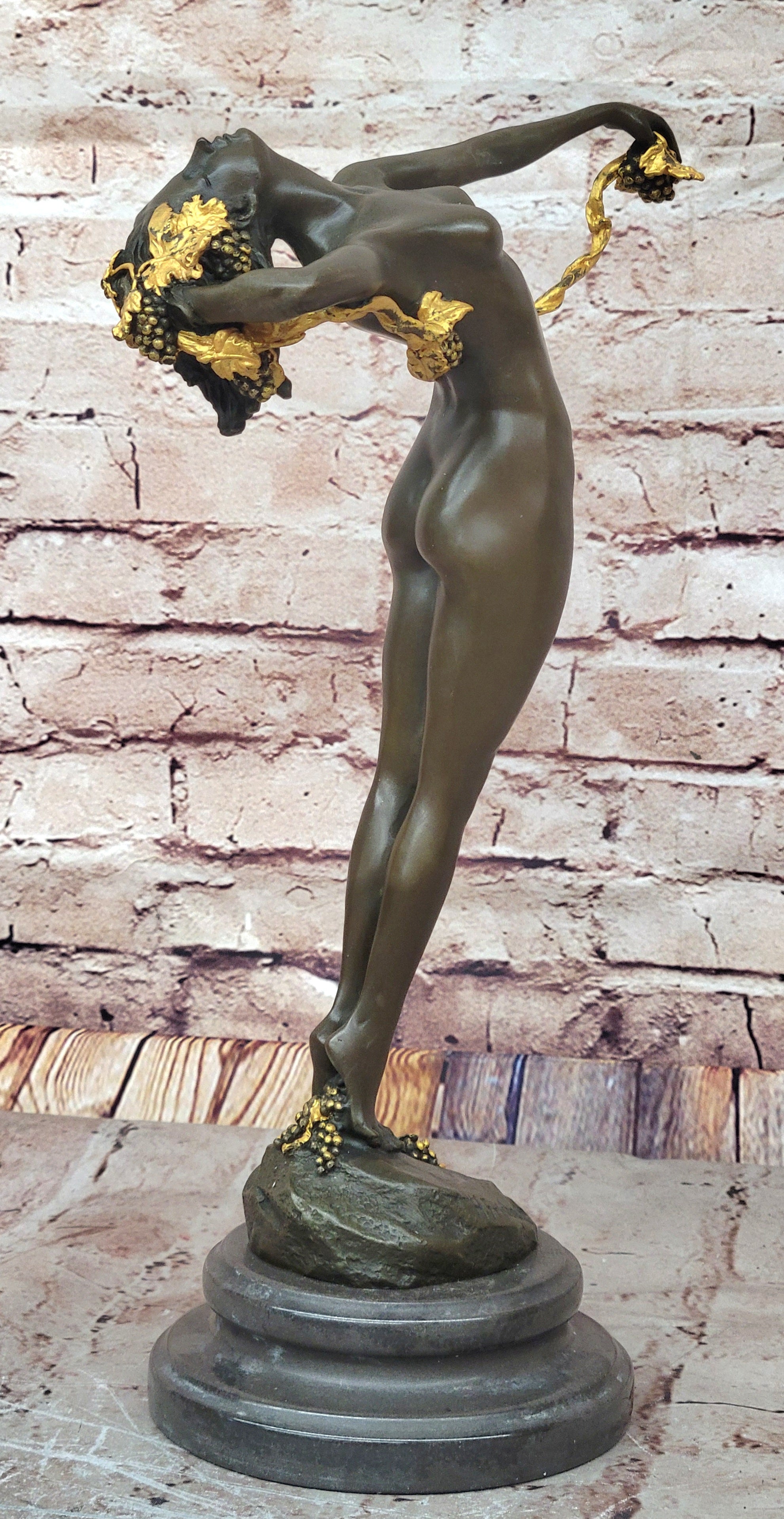 Art Deco Nouveau Vine Dancer Frishmuth Bronze Statue Figurine Figure Gift Decor