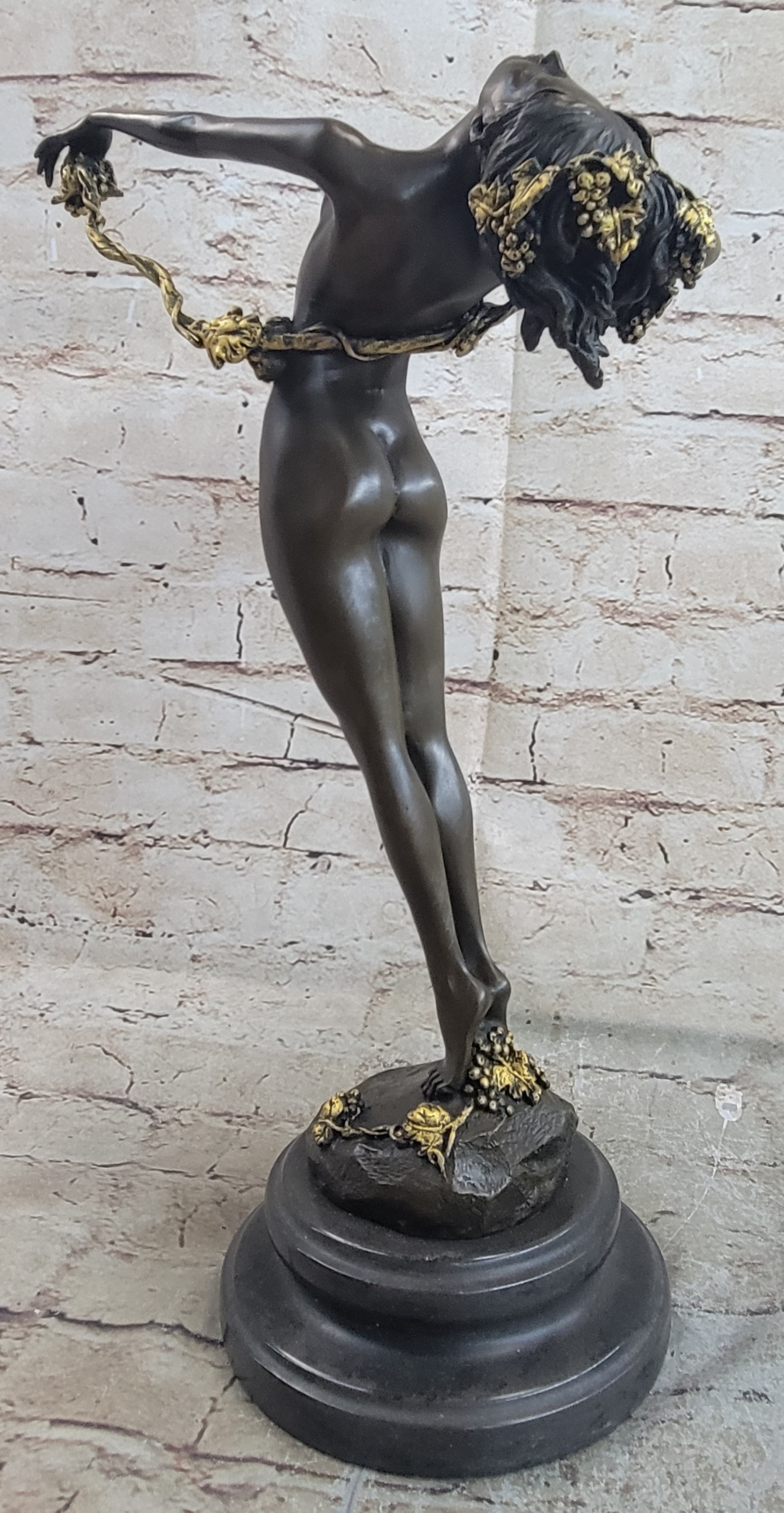 Art Deco Nouveau Vine Dancer Frishmuth Bronze Statue Figurine Figure Gift Decor