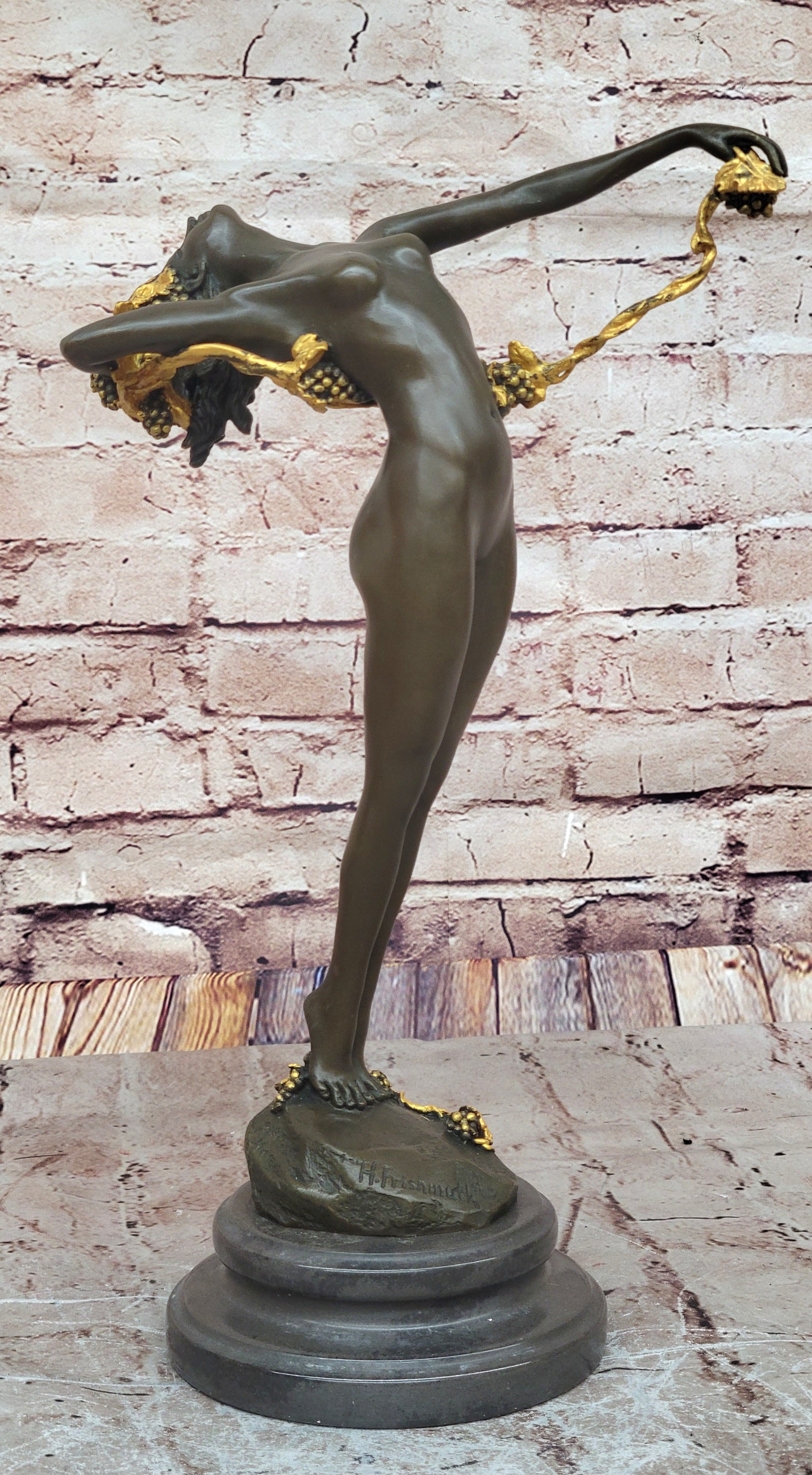 Art Deco Nouveau Vine Dancer Frishmuth Bronze Statue Figurine Figure Gift Decor