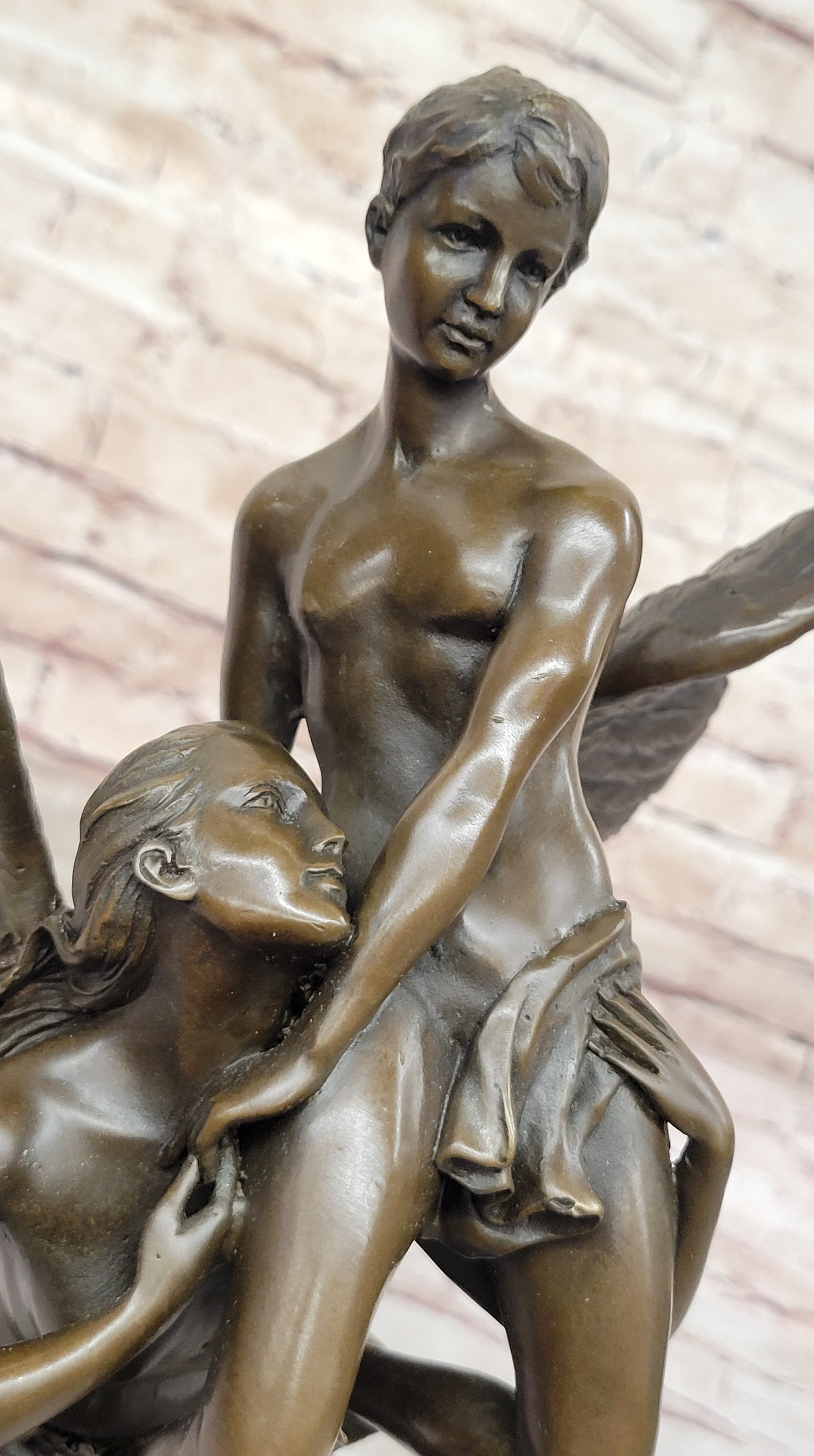 Winged Siren Seizing an Adolescent Bronze Figurine by Denis Puech