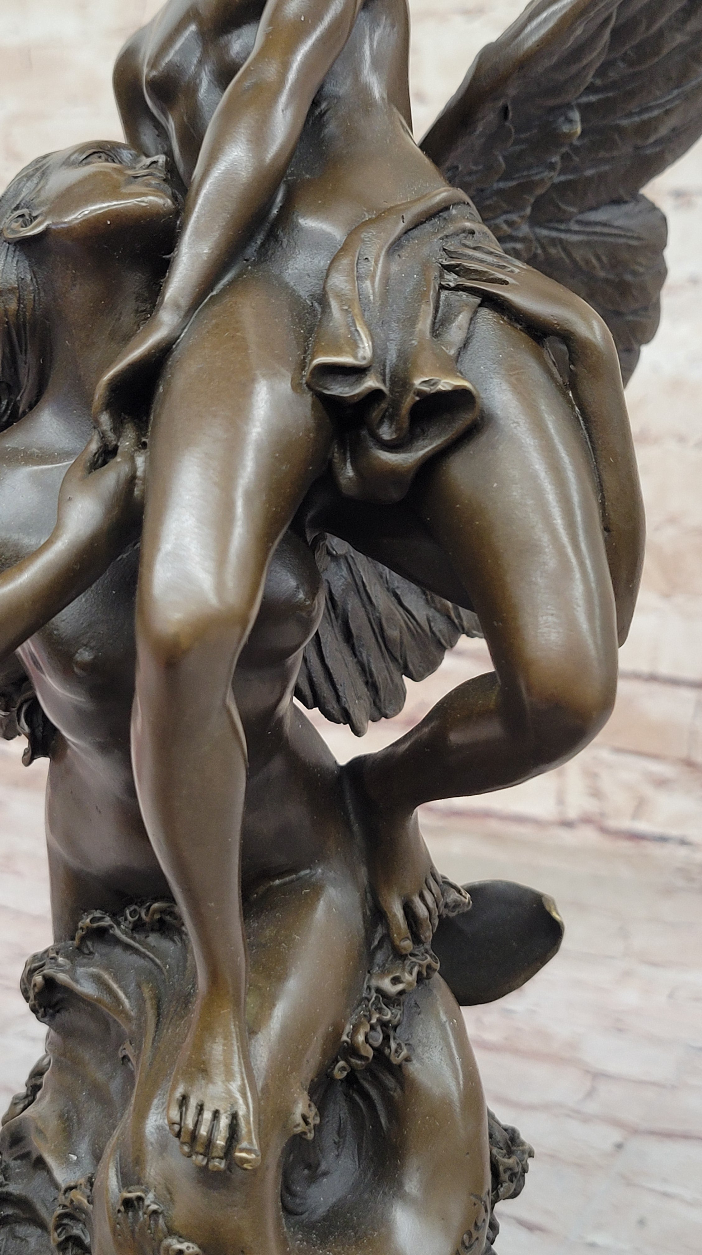 Winged Siren Seizing an Adolescent Bronze Figurine by Denis Puech