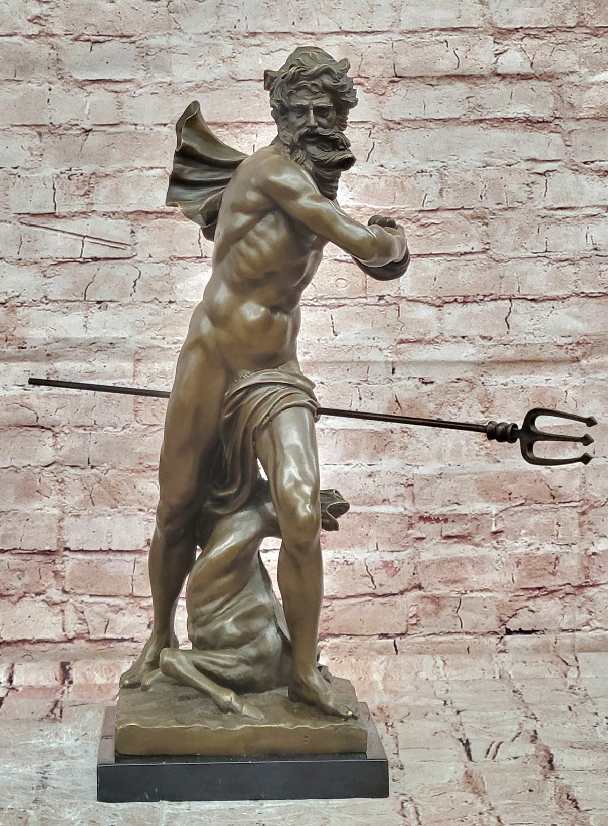 Cesaro Bronze Neptune Figurine Sea God Sculpture Mythology Art Statue
