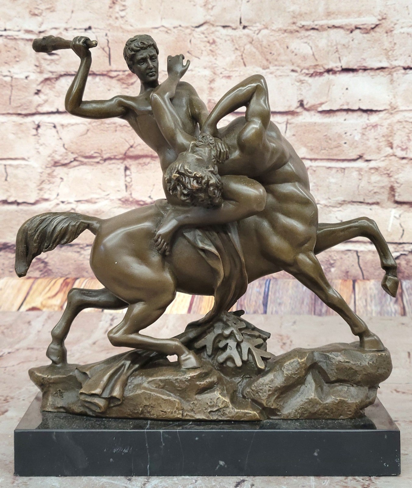 Theseus Slaying the Centaur Bronze Masterpiece by French Artist Barye Hot Cast