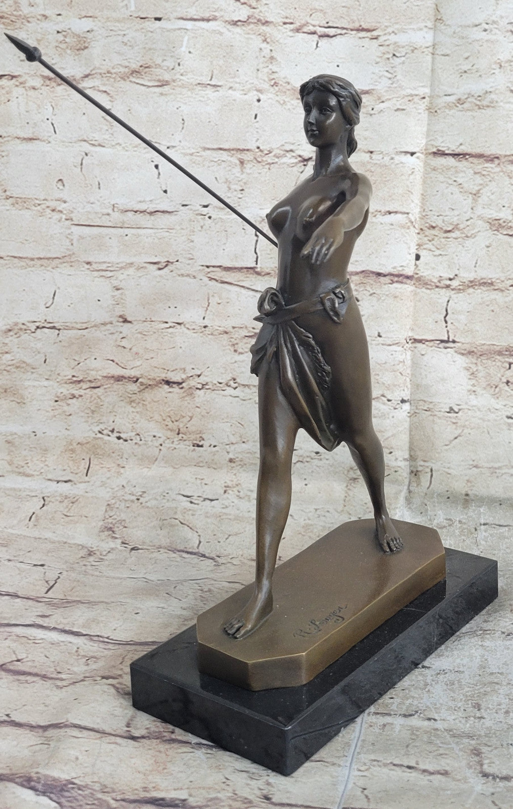 Nude Diana The Huntress Art Signed Pure Hot Cast Bronze Statue Sexy Figurine NR