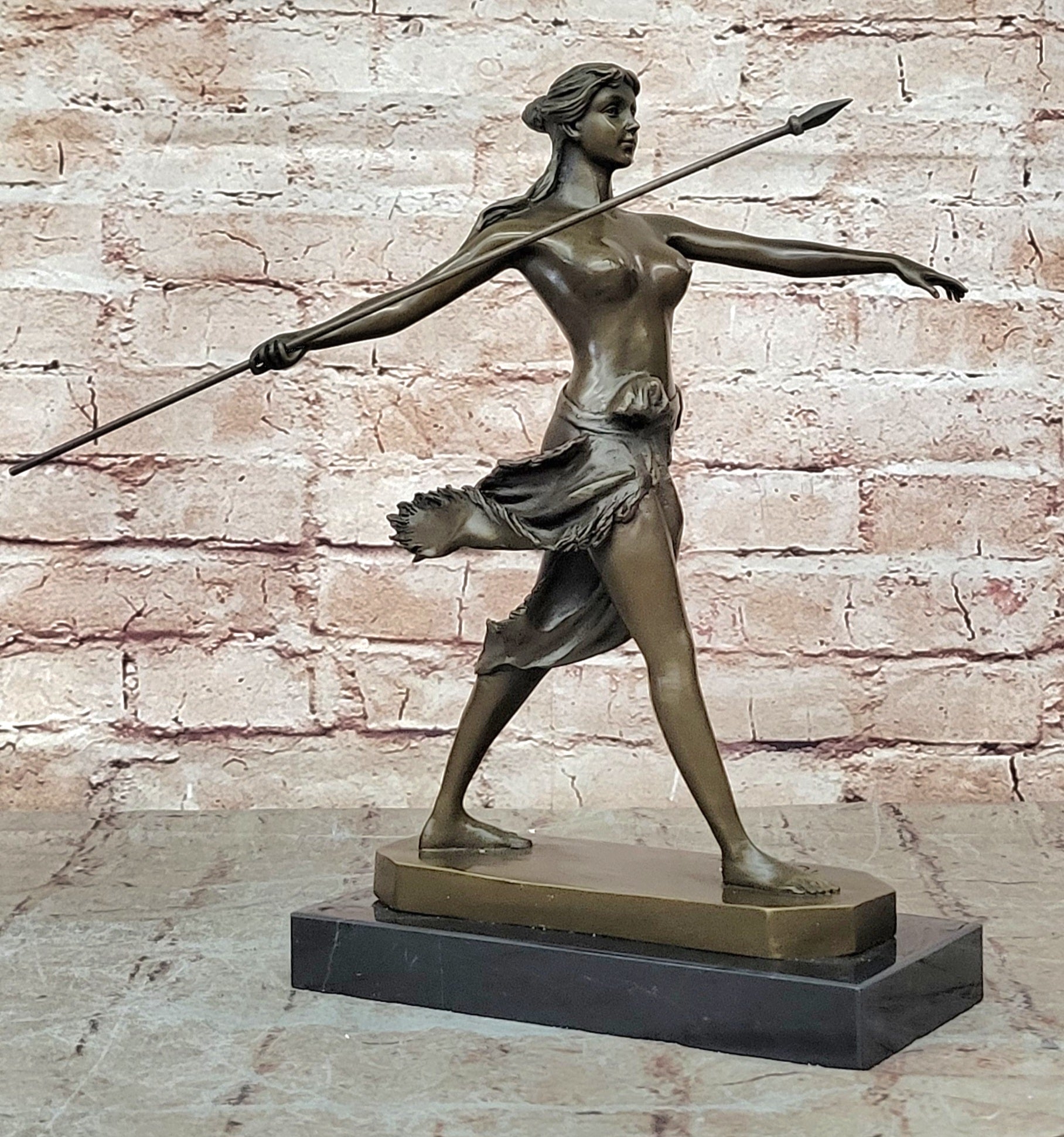 Nude Diana The Huntress Art Signed Pure Hot Cast Bronze Statue Sexy Figurine NR