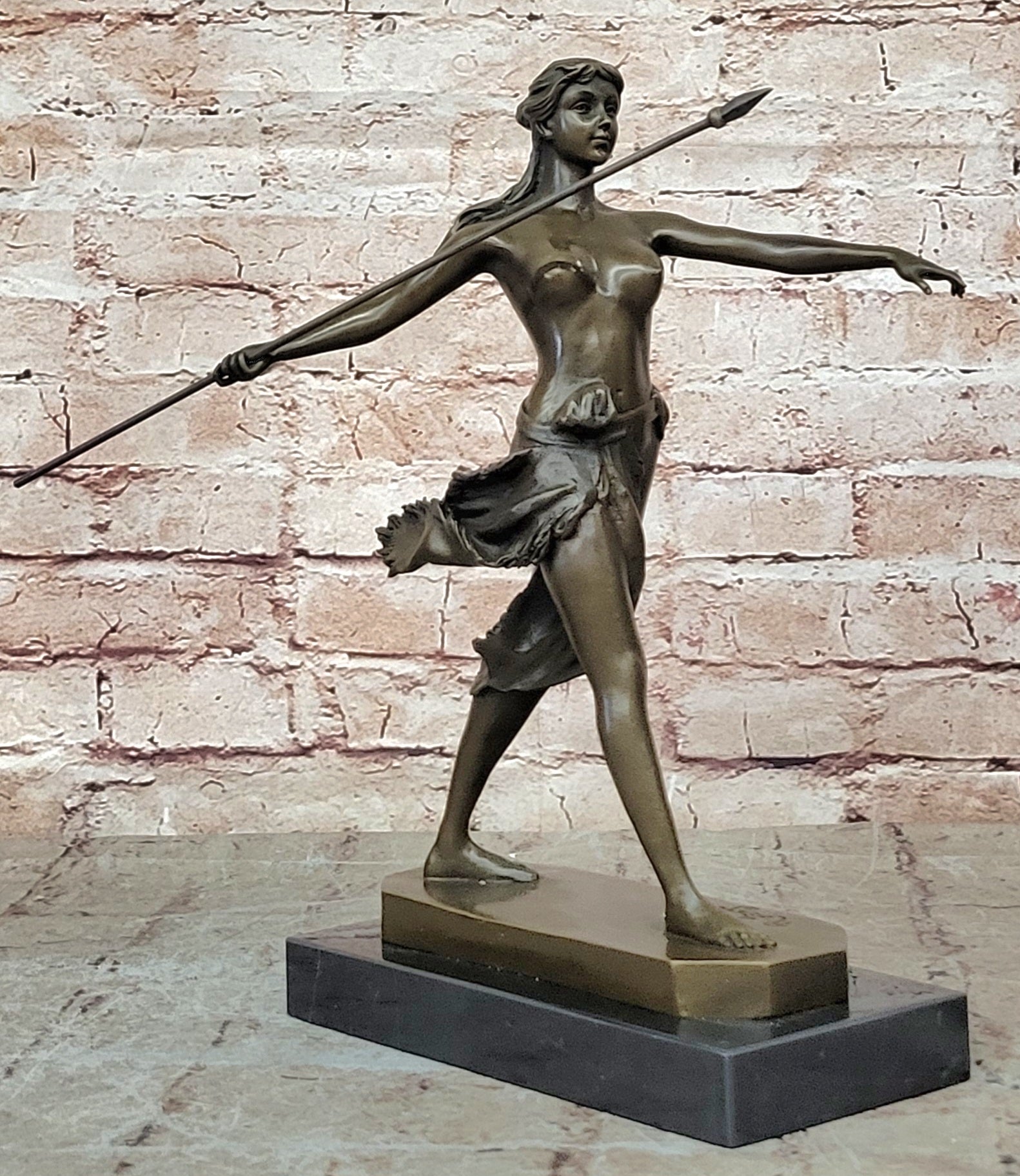 Nude Diana The Huntress Art Signed Pure Hot Cast Bronze Statue Sexy Figurine NR