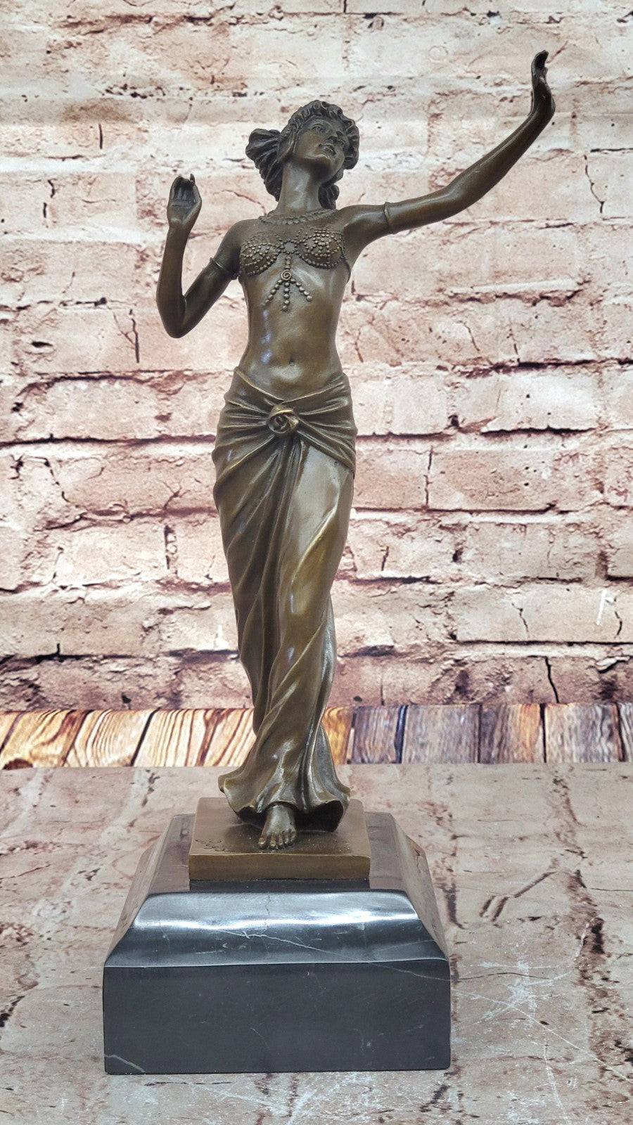 ART NOUVEAU SIGNED BRONZE GYPSY DANCER STATUE FIGURINE FIGURE SCULPTURE GILT ARTWORK