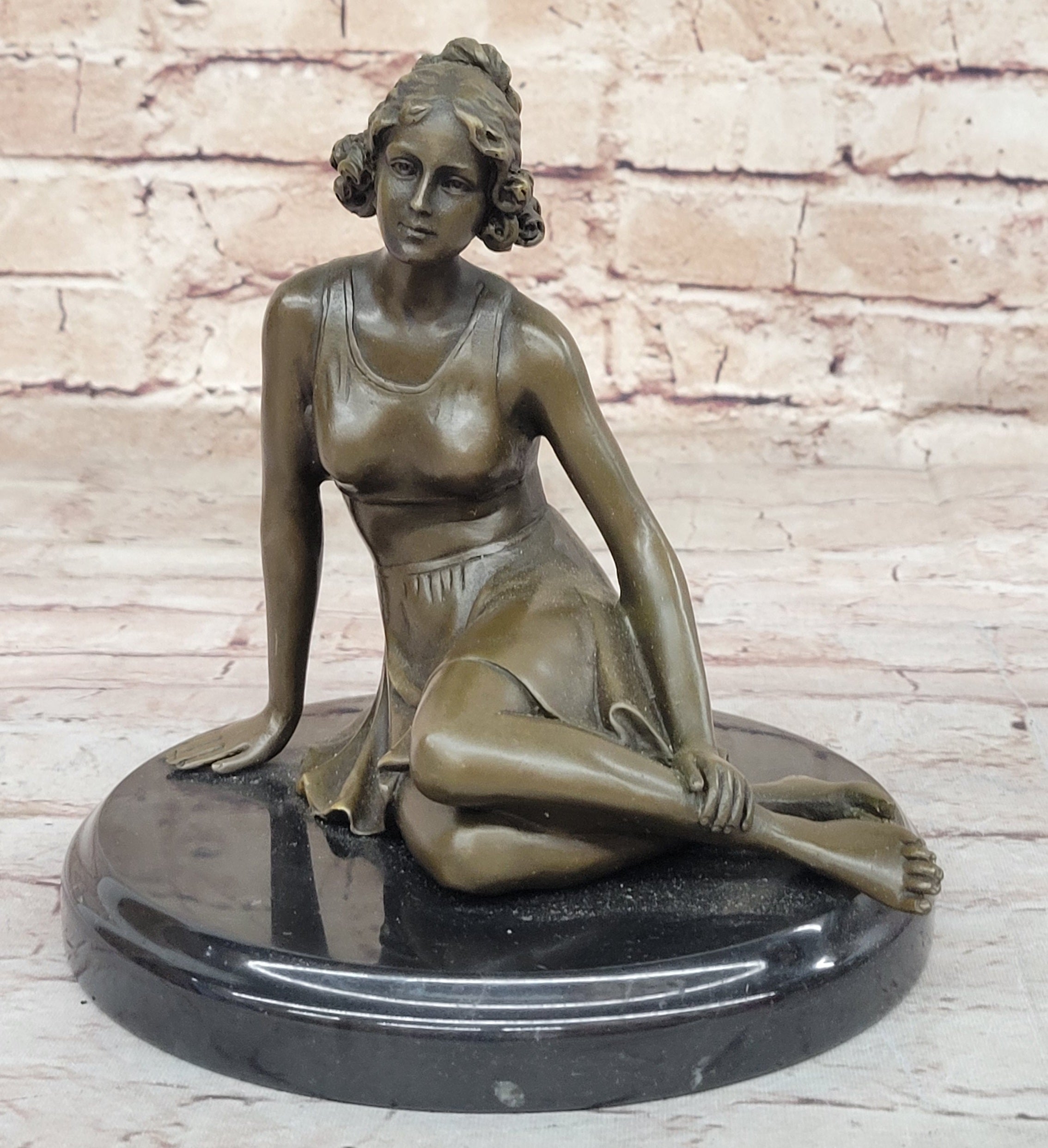 Signed Unique Bronze Sculpture Sexy Erotic Nude Female Form Statue Home Decor