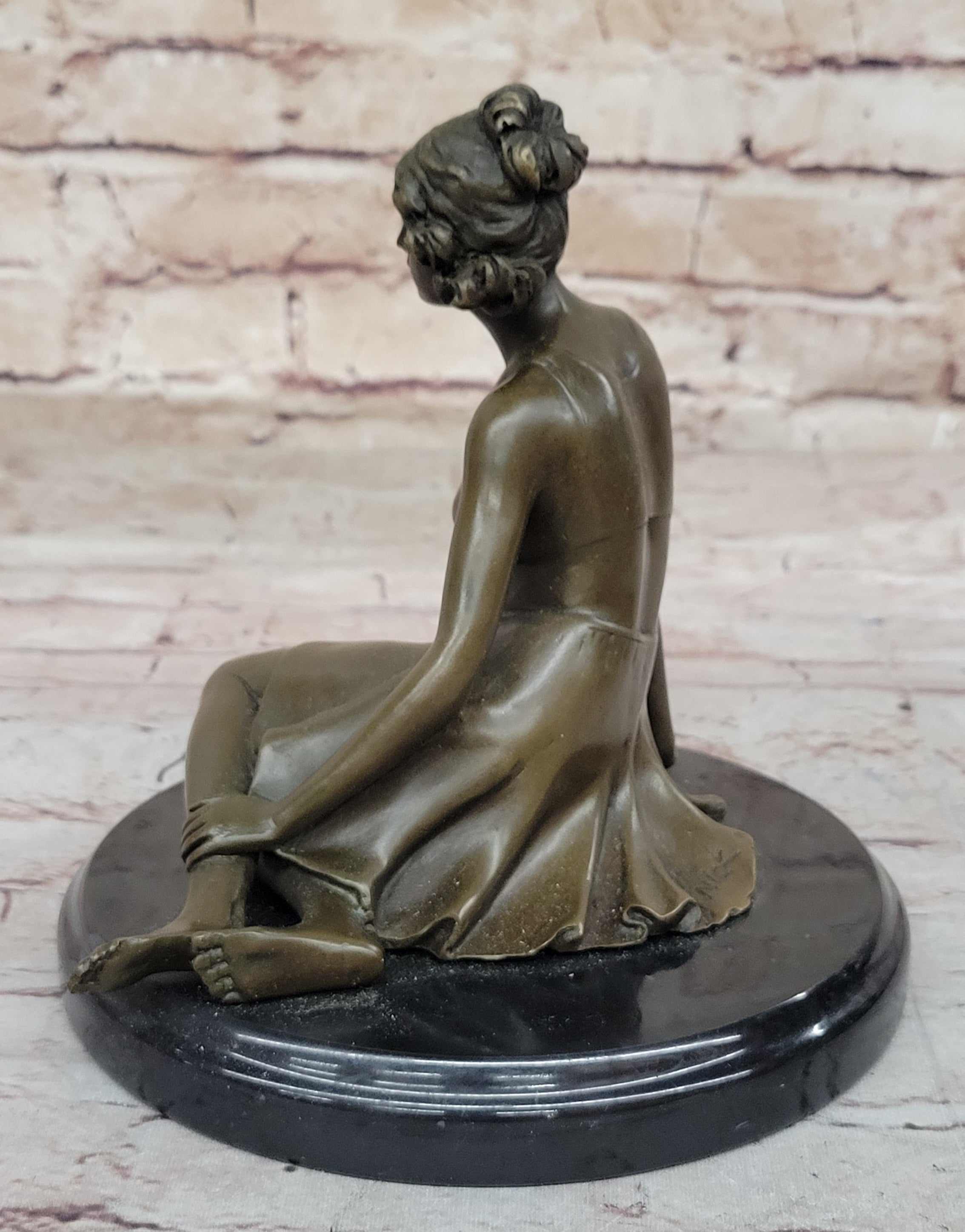 Signed Unique Bronze Sculpture Sexy Erotic Nude Female Form Statue Home Decor