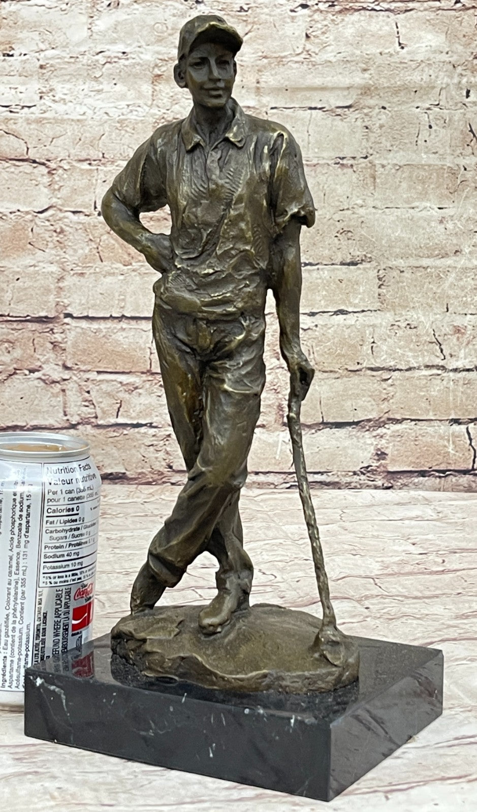 Handcrafted Superb Detailed Huge Male Golfer Golf Sport Memorabilia Bronze Deal