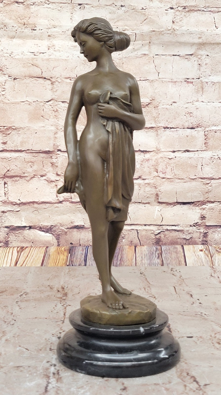 Western Bronze Marble Nude Woman Lady Standing Art Deco Sculpture Statue Sale