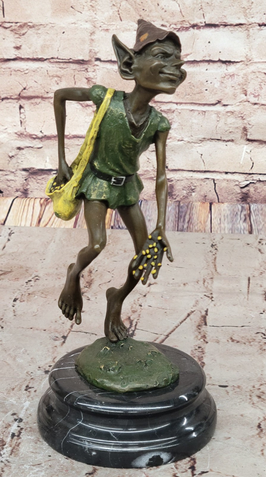 Hot Cast Original: Juno`s Colorful Patina Leprechaun Bronze Statue Figure