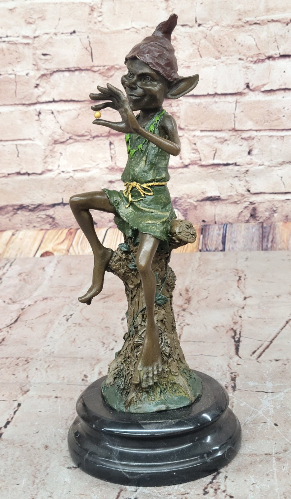 Handcrafted Multi Color Patina Goblin Signed Original Bronze Sculpture Figurine