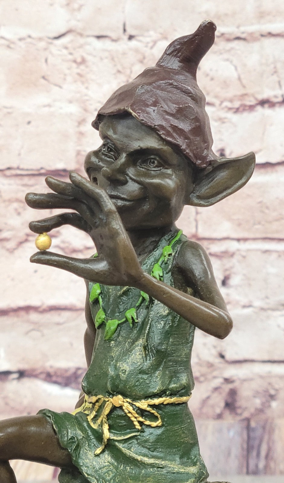 Handcrafted Multi Color Patina Goblin Signed Original Bronze Sculpture Figurine