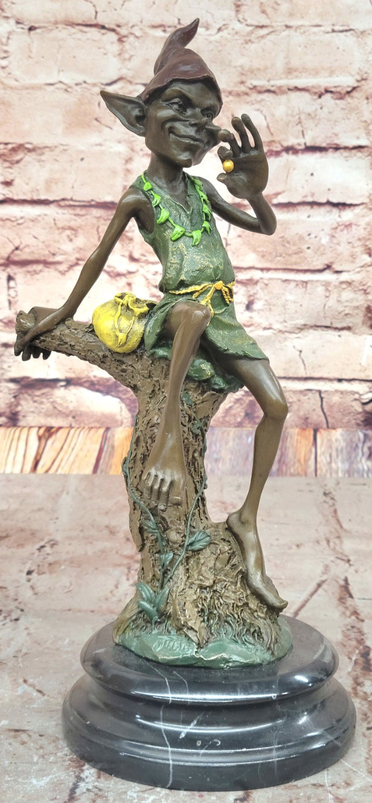 Handcrafted Multi Color Patina Goblin Signed Original Bronze Sculpture Figurine