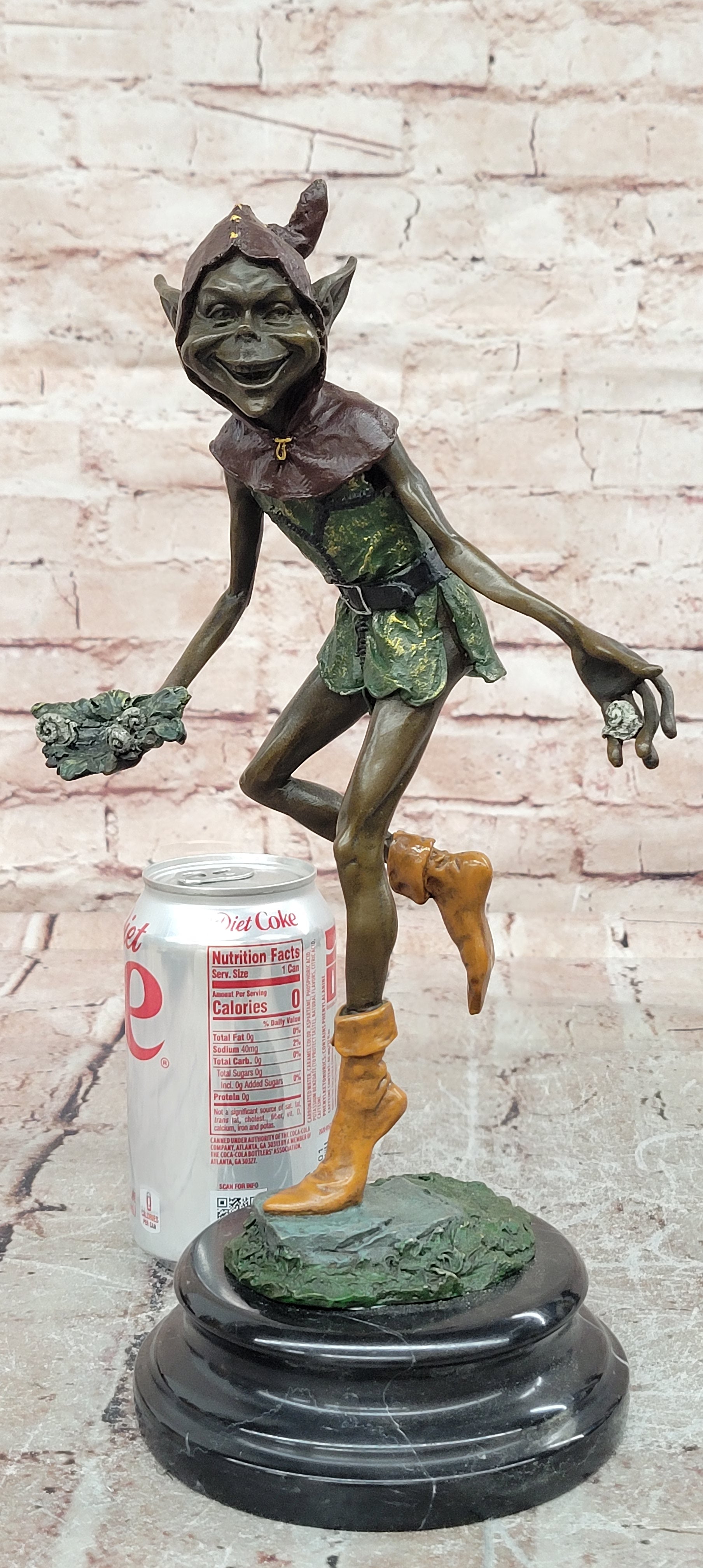 Garden Goblin Bronze Sculpture with Snails Hand Crafted Hot Cast Figurine Home Decor