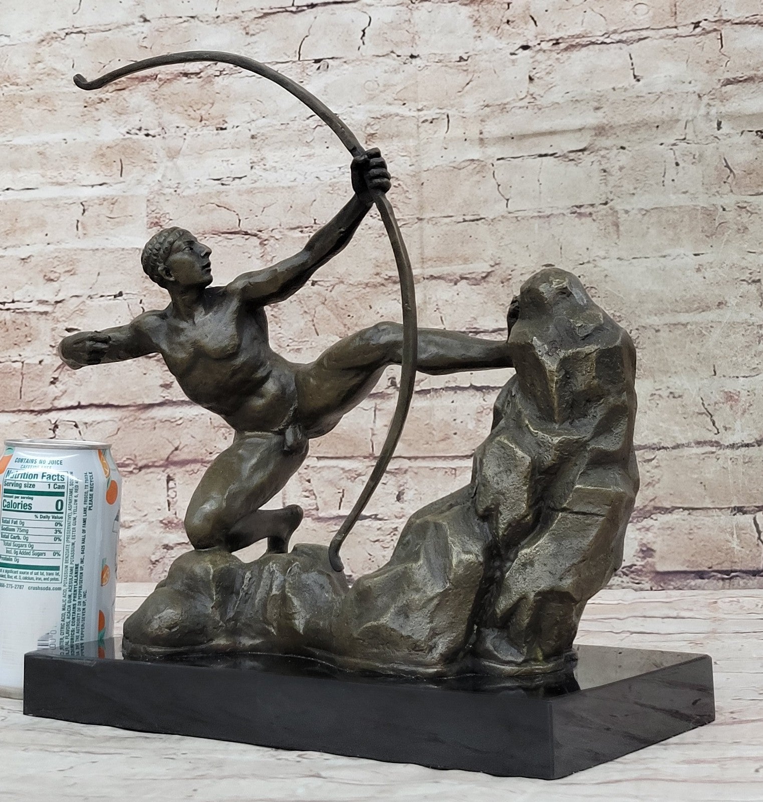 Erotic Nude Male On Hunting Position Statue Handmade Bronze Marble Home Decor