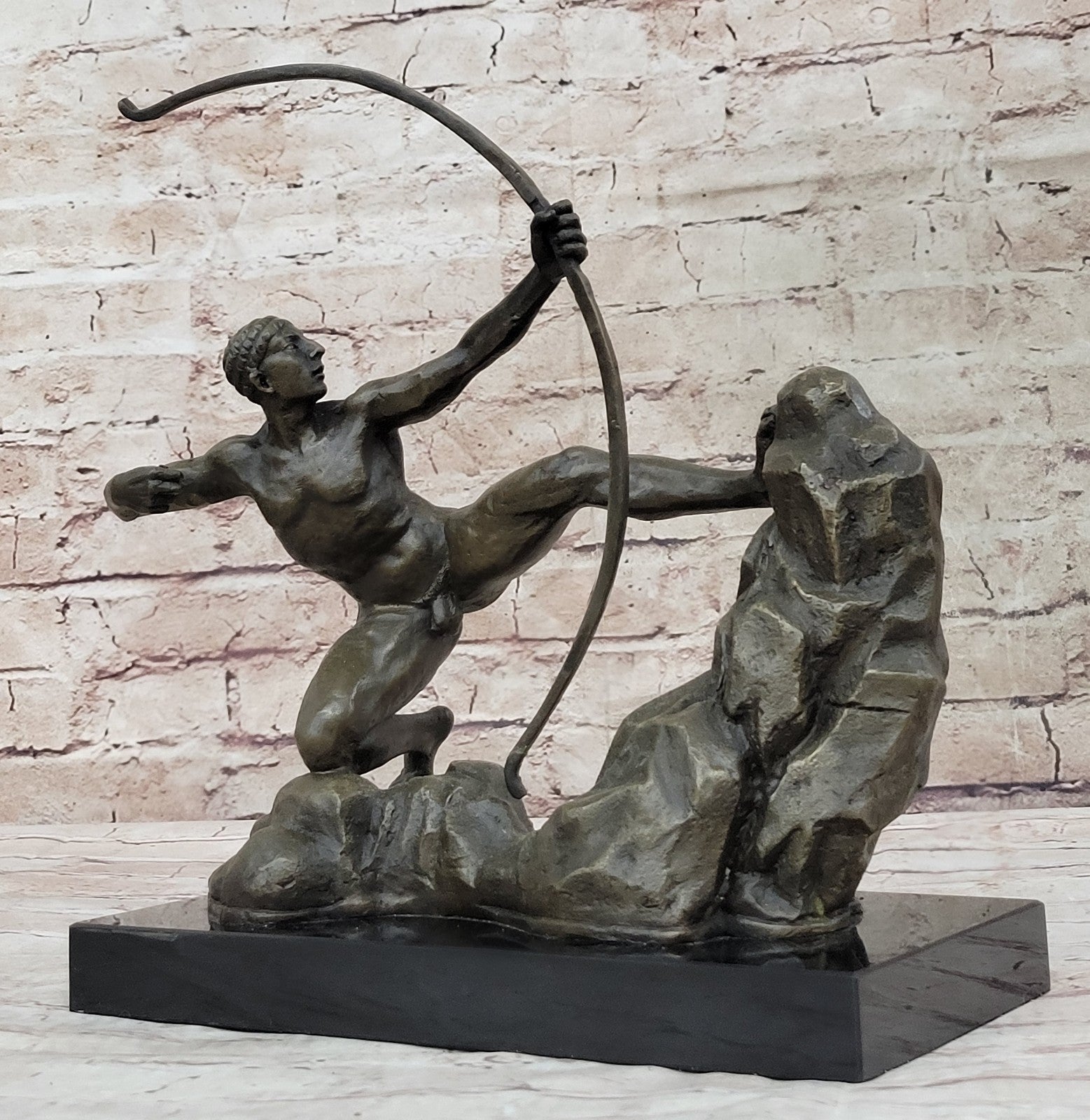 Erotic Nude Male Archer Bronze Statue – Handmade Marble Home Decor