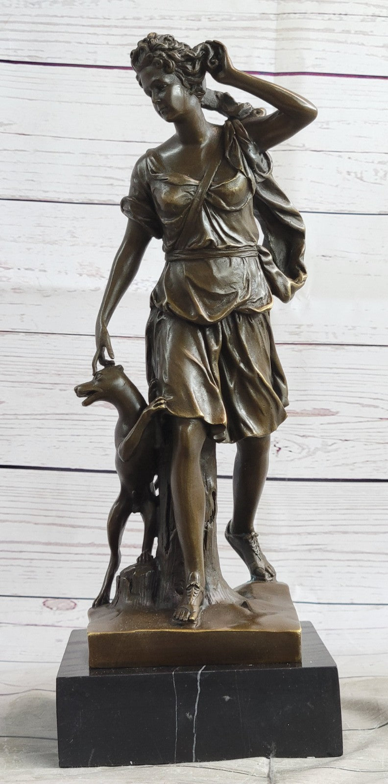 Handcrafted Detailed by Lost wax Method Diana The Huntress Bronze Statue Mytholo