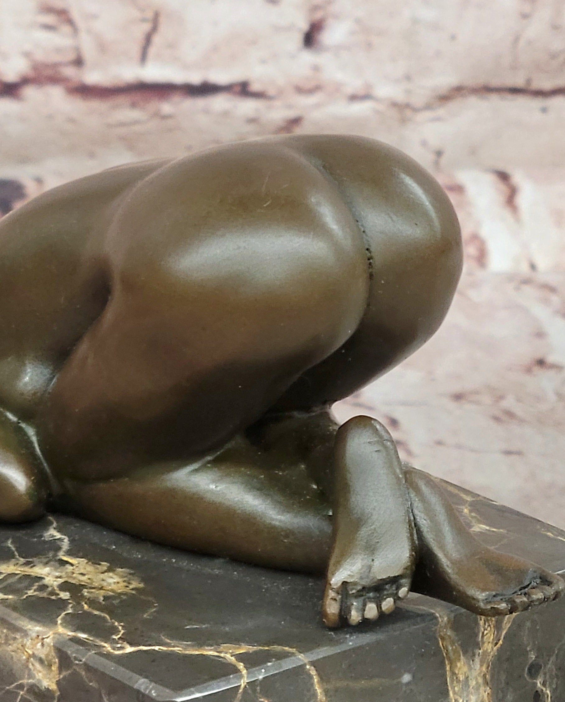 Elegant Nude Woman Bronze Sculpture Sleeping Figure Marble Base Artwork