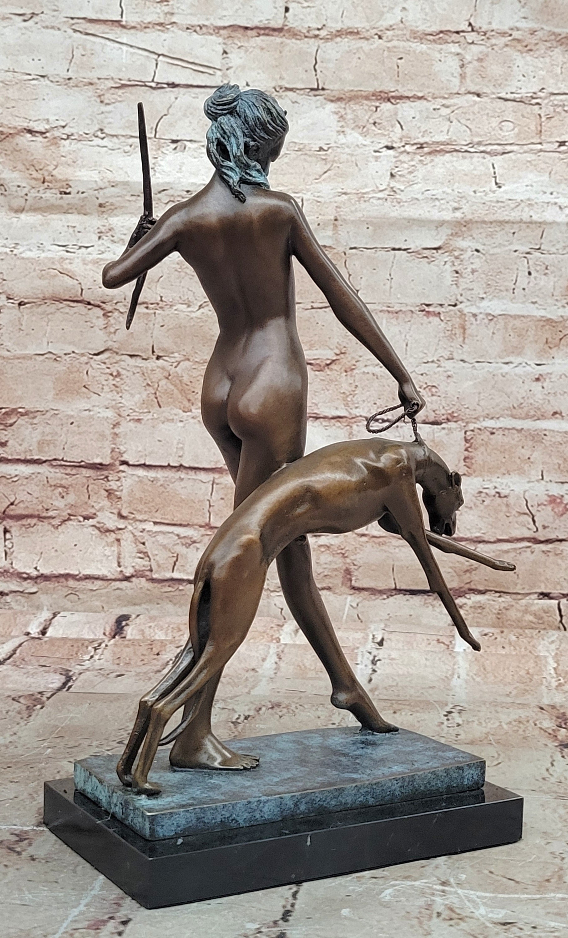 Signed Edward McCartan Bronze Diana And Hound Art Deco Nude Sculpture