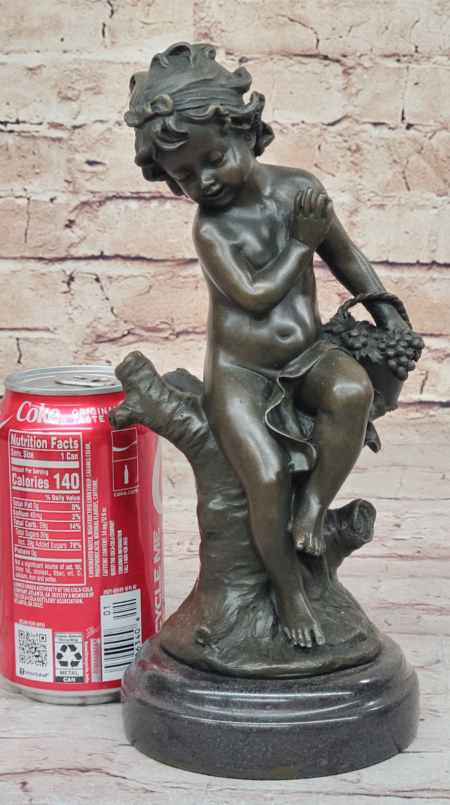 Moreau`s Art Nouveau Statue: Bronze Girl Sitting on Tree Branch, Home Decor Piece